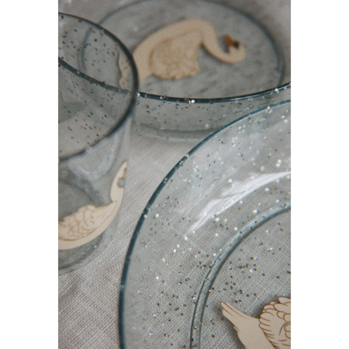 Konges Sløjd Swan Blue Sparkly Dinner Set