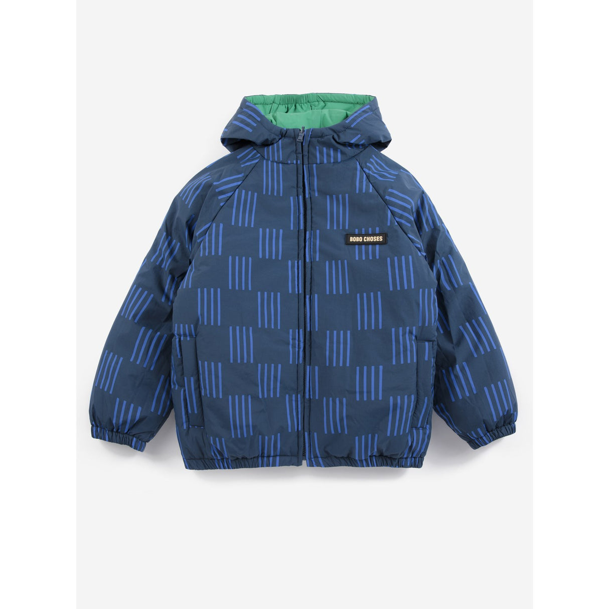 Bobo Choses Navy Blue Almost Moiré All Over Reversible Anorak