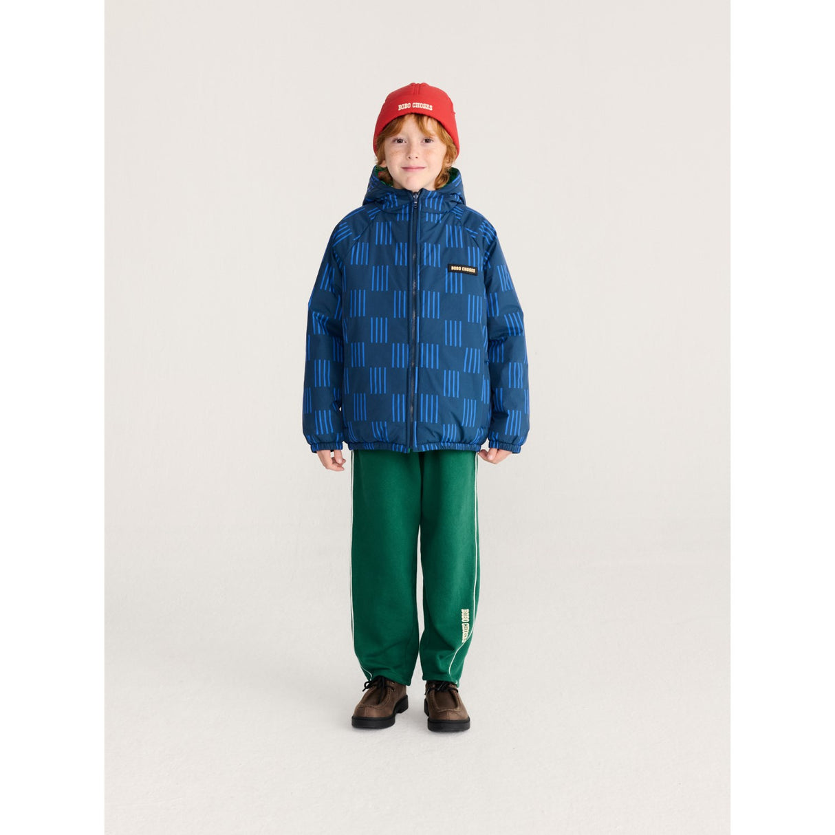 Bobo Choses Navy Blue Almost Moiré All Over Reversible Anorak
