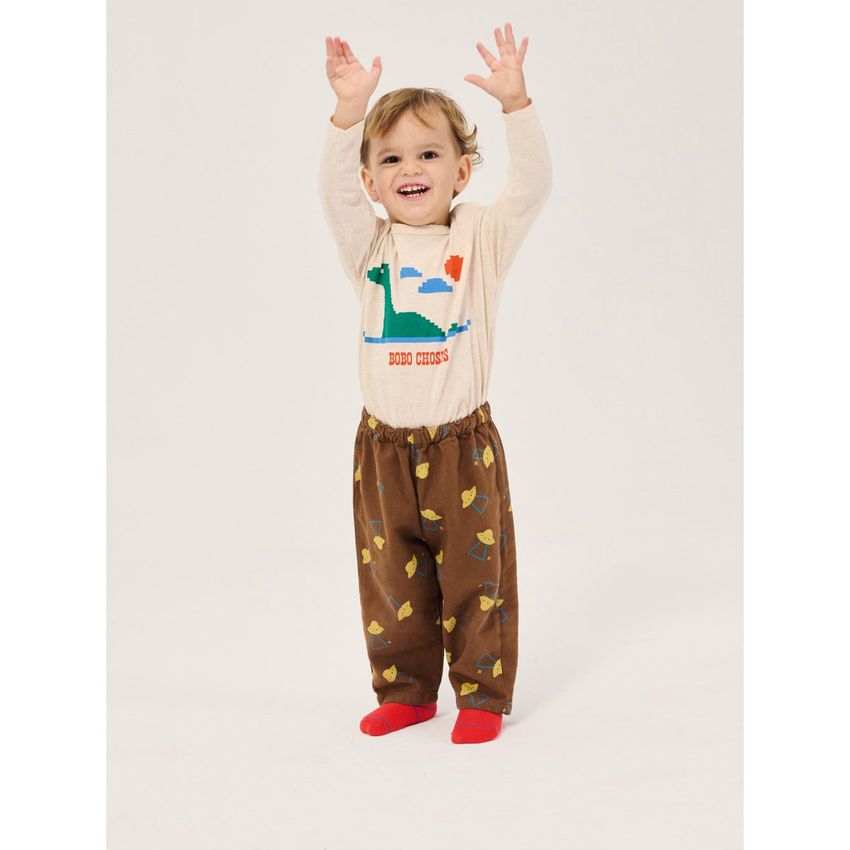 Bobo Choses Brown Pixel Abduction All Over Woven Pants