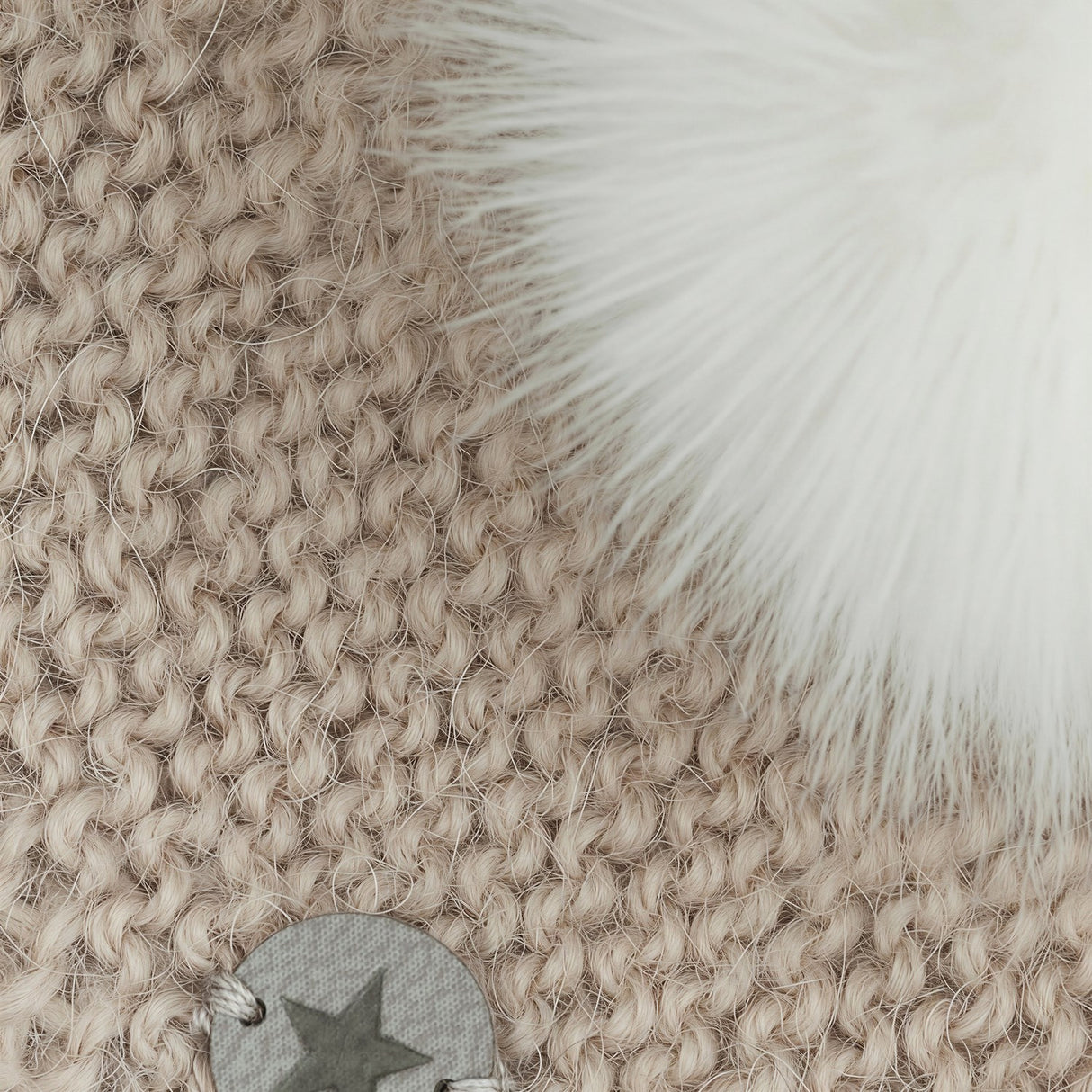 Huttelihut Off-White Bonnet Wool Knit Alpaca Pompom