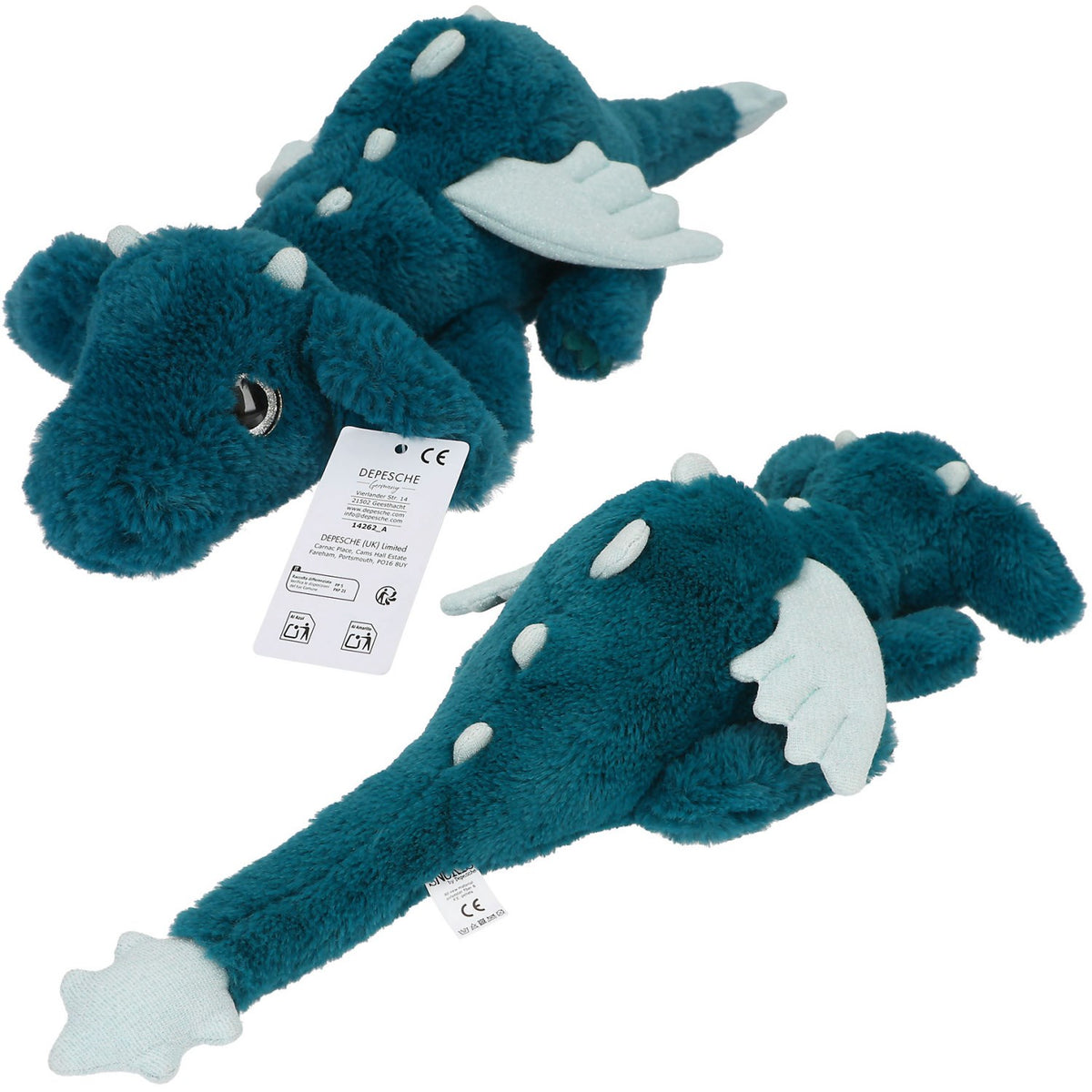 Dino World + Action Petrol Snukis Drage Plush With Glitter Wings