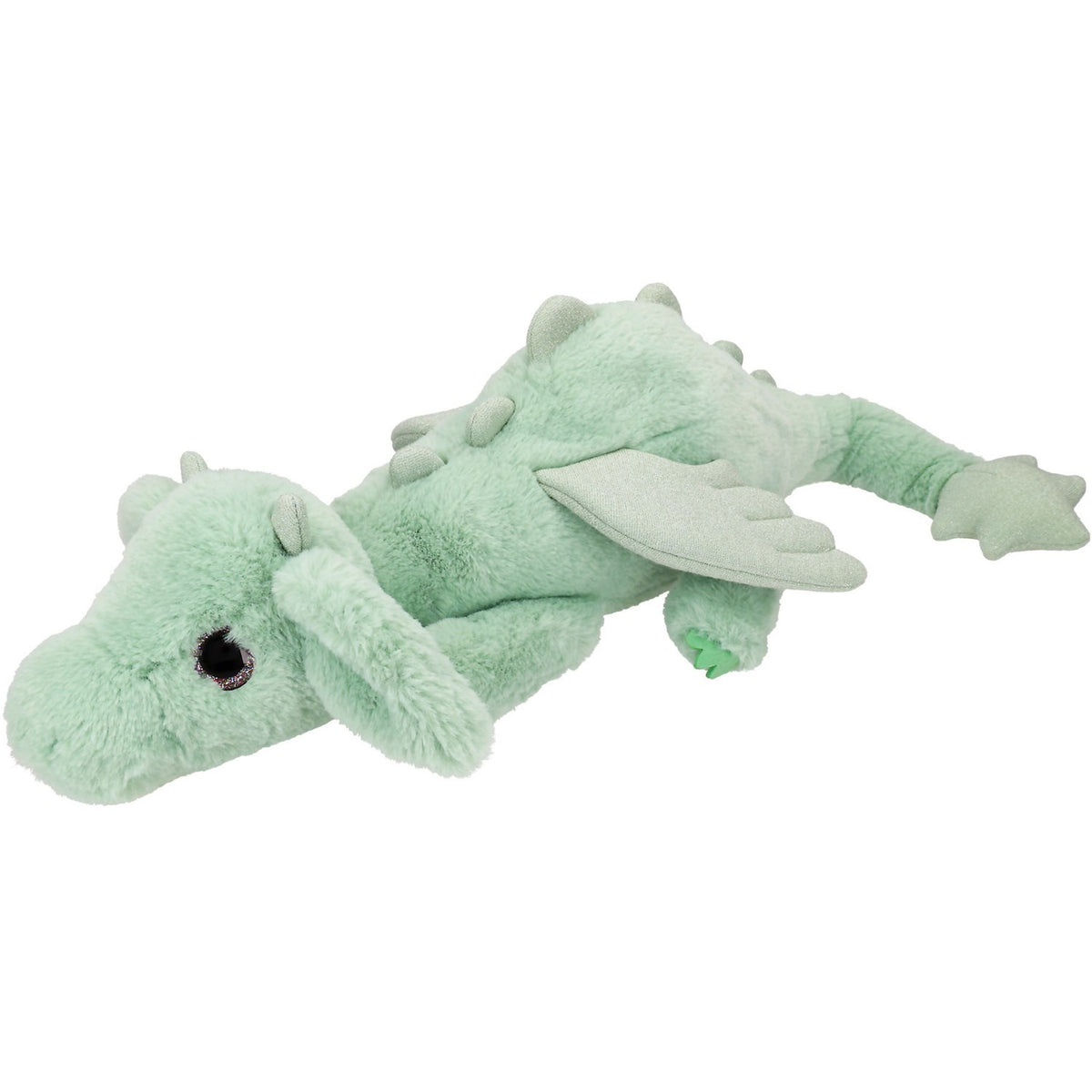 Dino World + Action Light Green Snukis Drage Plush With Gold Glitter Wings 65 Cm