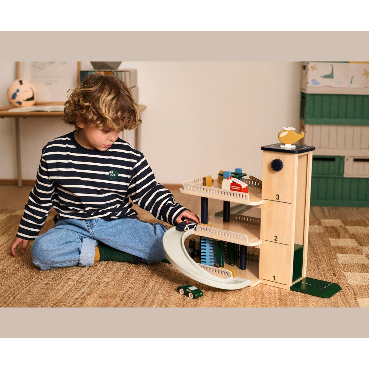 LIEWOOD Beach Blue Multi Mix Jordy Wooden Multi Play Parking Tower
