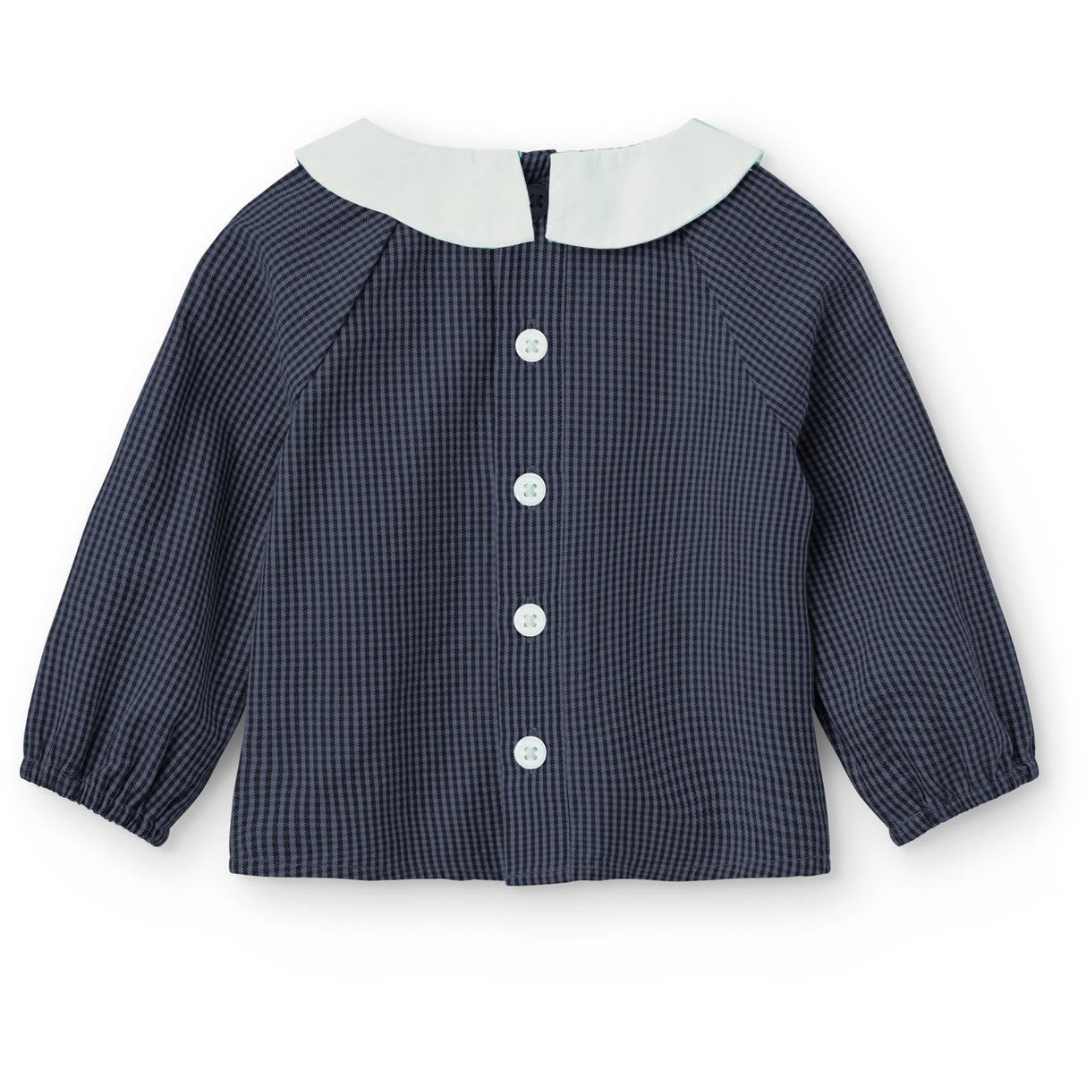 COPENHAGEN COLORS Brown Blue Check Comb. Checkered Baby Set W. Blouse W. Collar & Pants