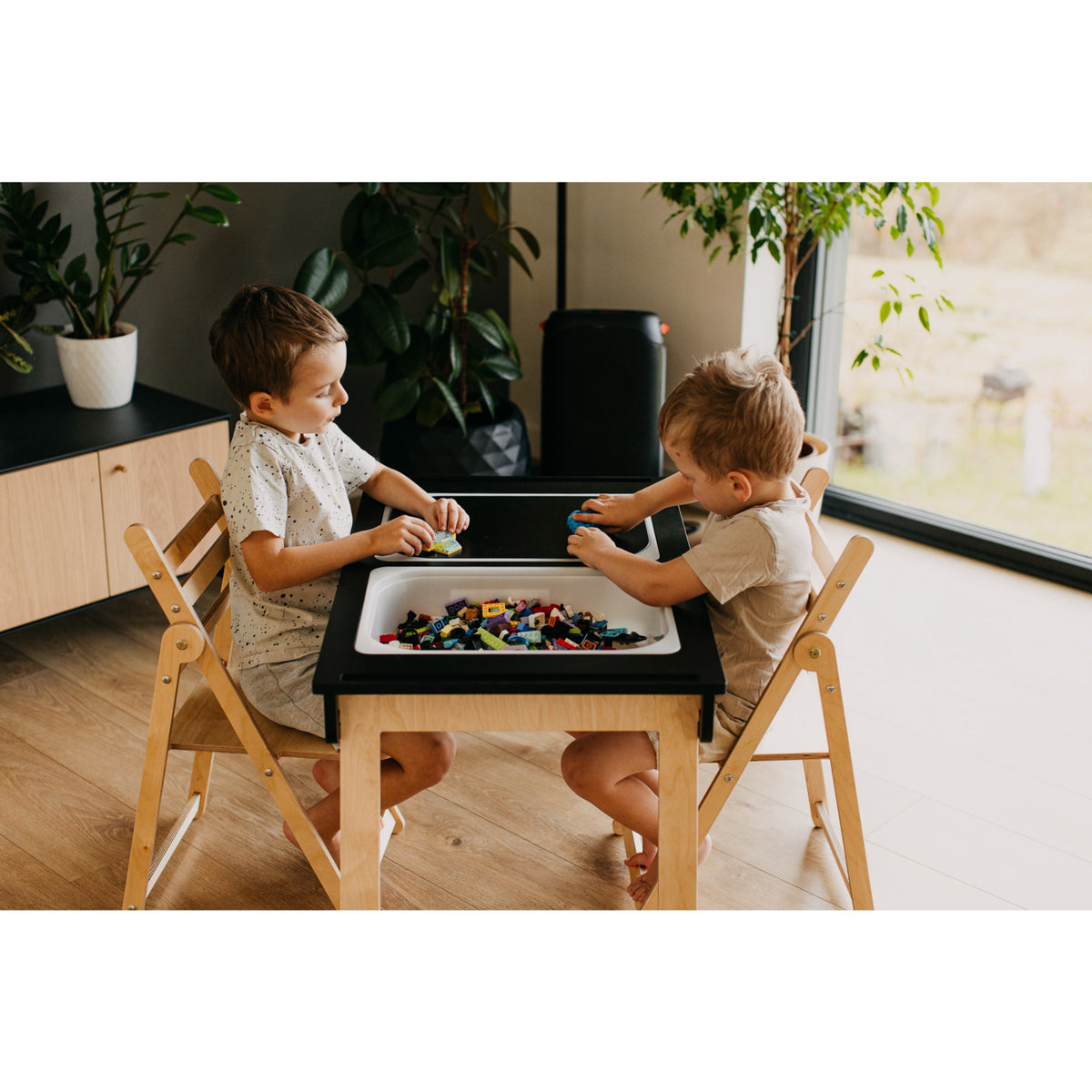 Duck Woodworks Black Sensory Table With 2 Boxes Included