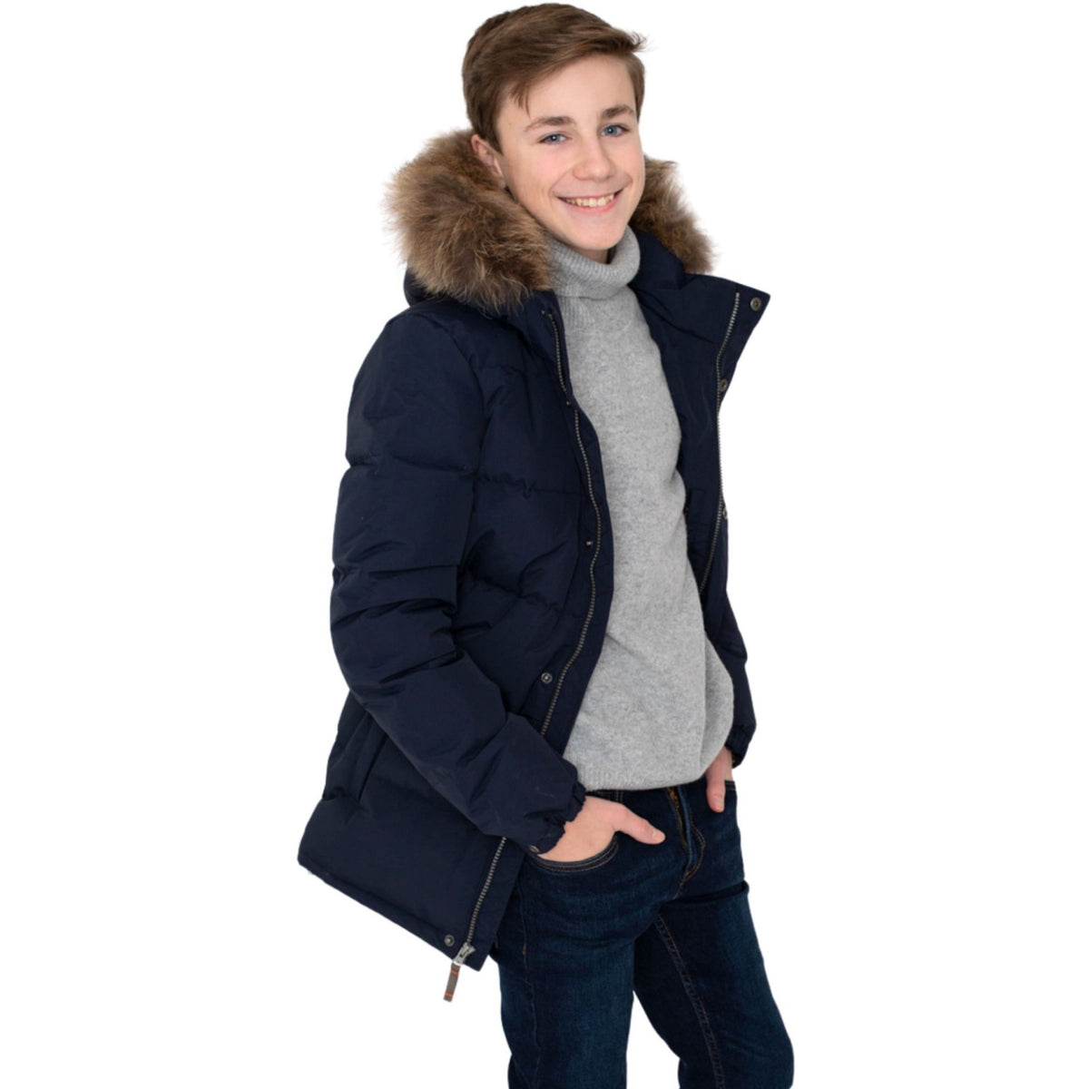 Ver De Terre Black Down Jacket W/Fur