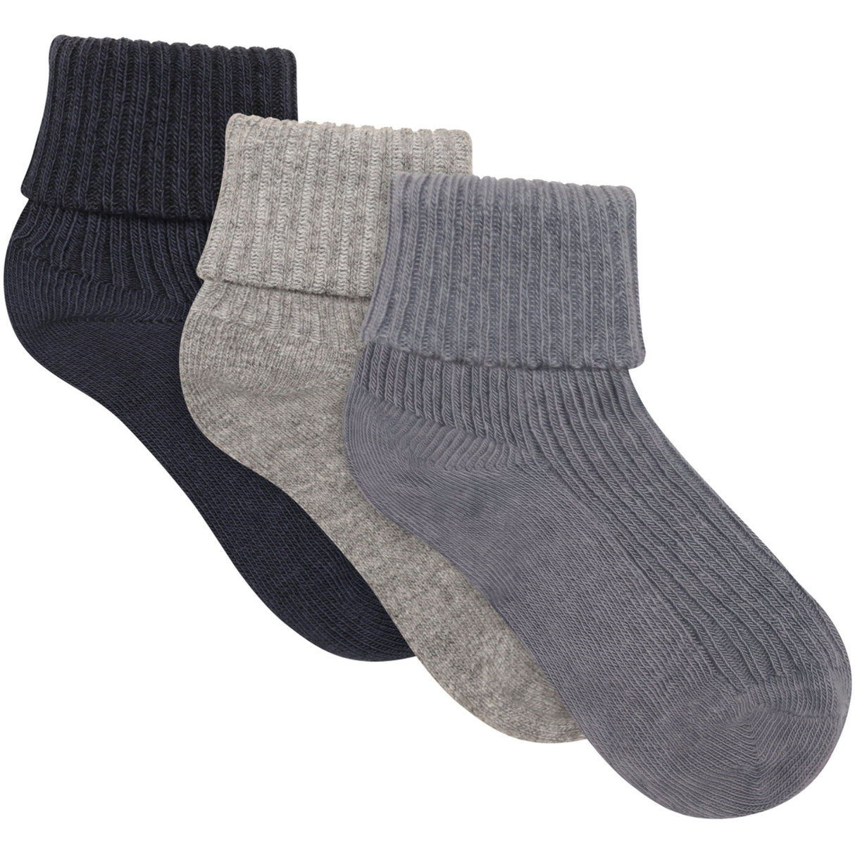 Minymo Blau Gray Baby 2X2 Rib Sock (3-Pack)