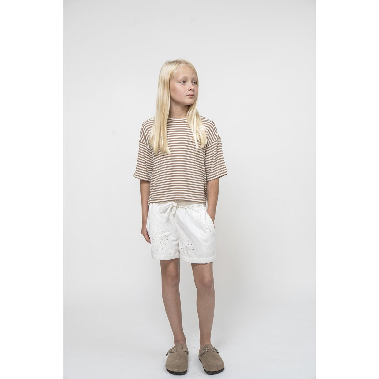 Sofie Schnoor Beige Striped T-Shirt