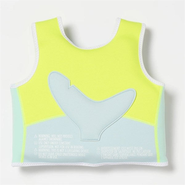SunnyLife Swim Vest Salty the Shark Aqua Neon Yellow 7