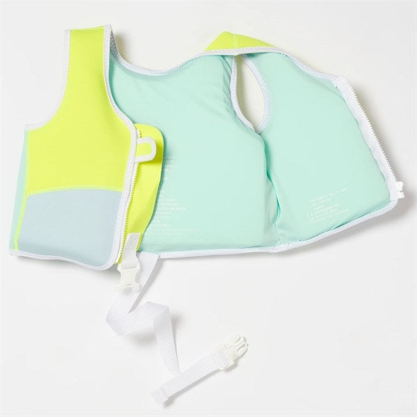 SunnyLife Swim Vest Salty the Shark Aqua Neon Yellow 5