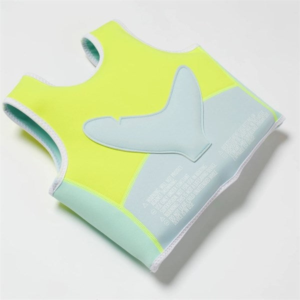 SunnyLife Swim Vest Salty the Shark Aqua Neon Yellow 6