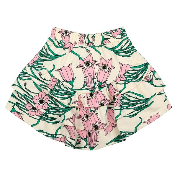 The New White Swan Campanula Flower AOP Kylie Skirt