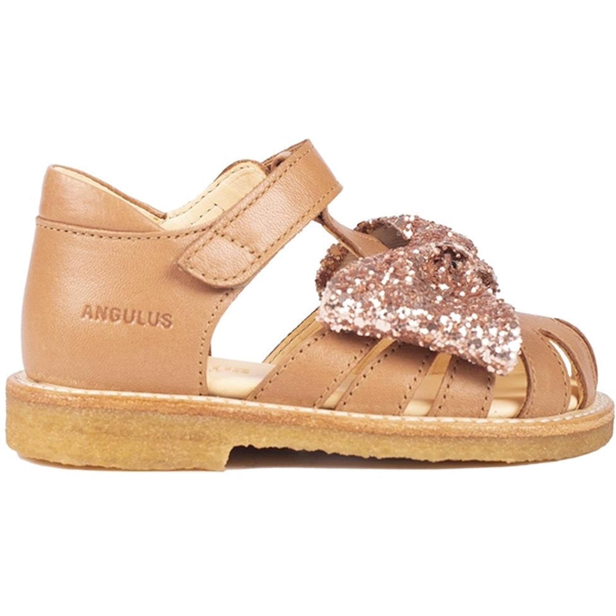 Angulus Starter Sandals Almond/Maple Glitter 2