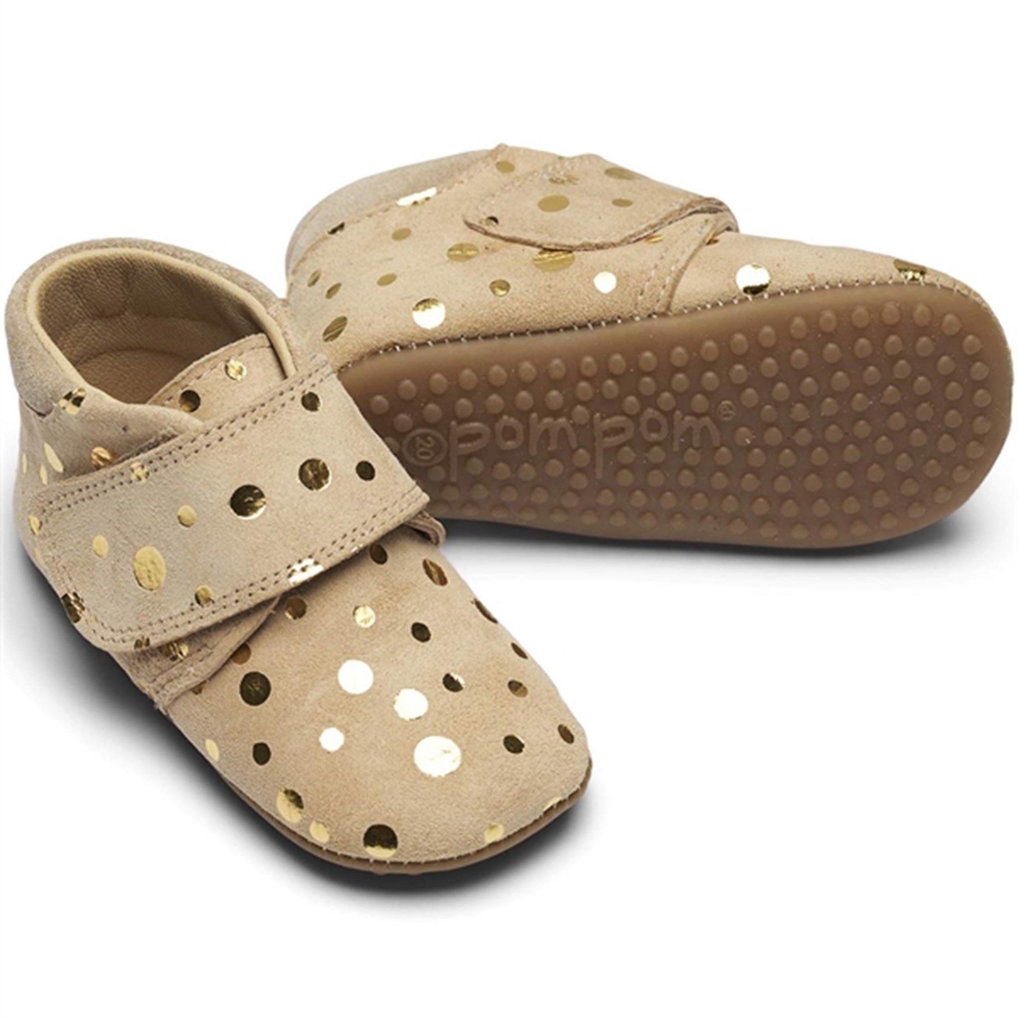 Pom Pom Indoor Shoes Beige/Gold Dots 2