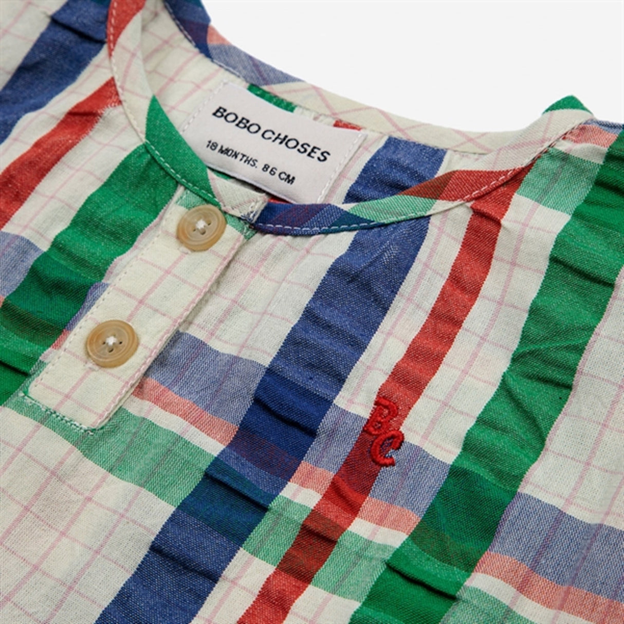 Bobo Choses Baby Madras Checks Woven Shirt Short Sleeve Multicolor