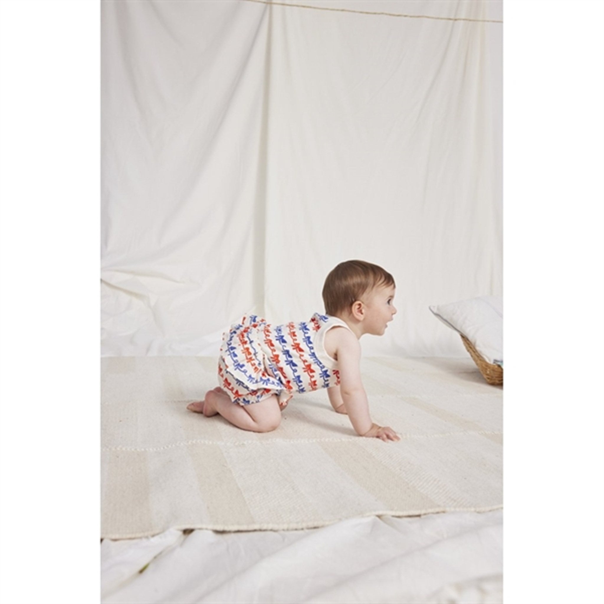 Bobo Choses Baby Ribbon Bow All Over Ruffle Woven Bloomer Offwhite 4