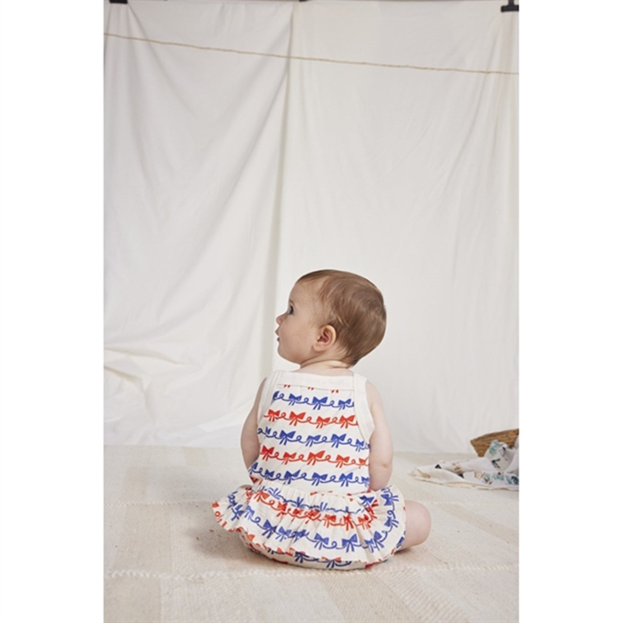 Bobo Choses Baby Ribbon Bow All Over Ruffle Woven Bloomer Offwhite 5