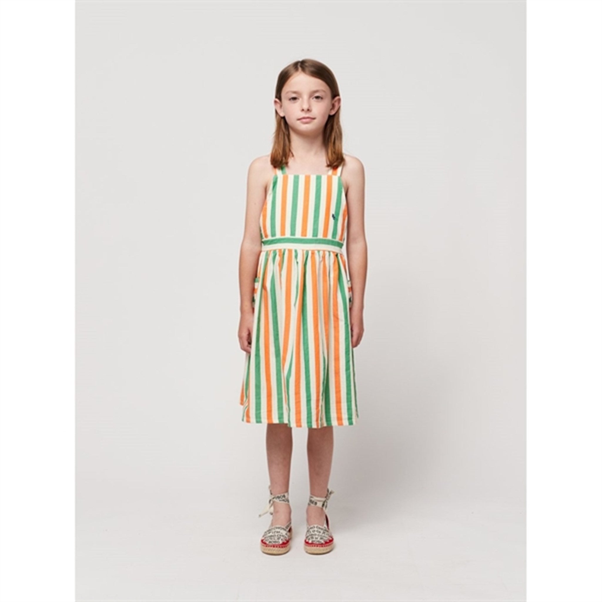 Bobo Choses Vertical Stripes Woven Dress Knee Lenght Offwhite 4