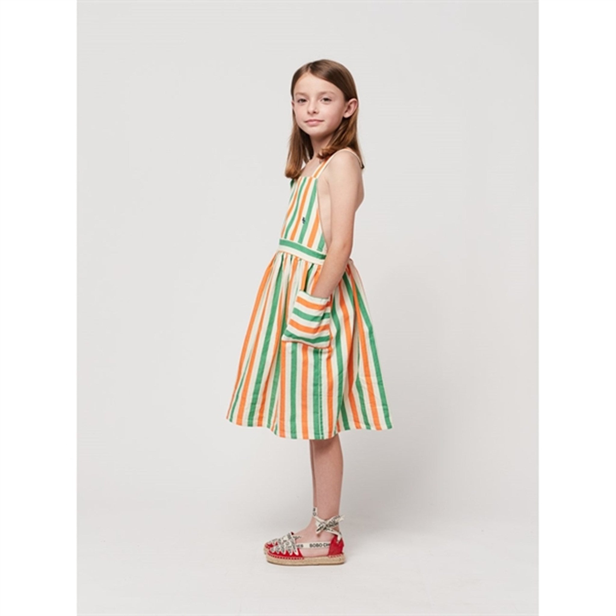 Bobo Choses Vertical Stripes Woven Dress Knee Lenght Offwhite 3