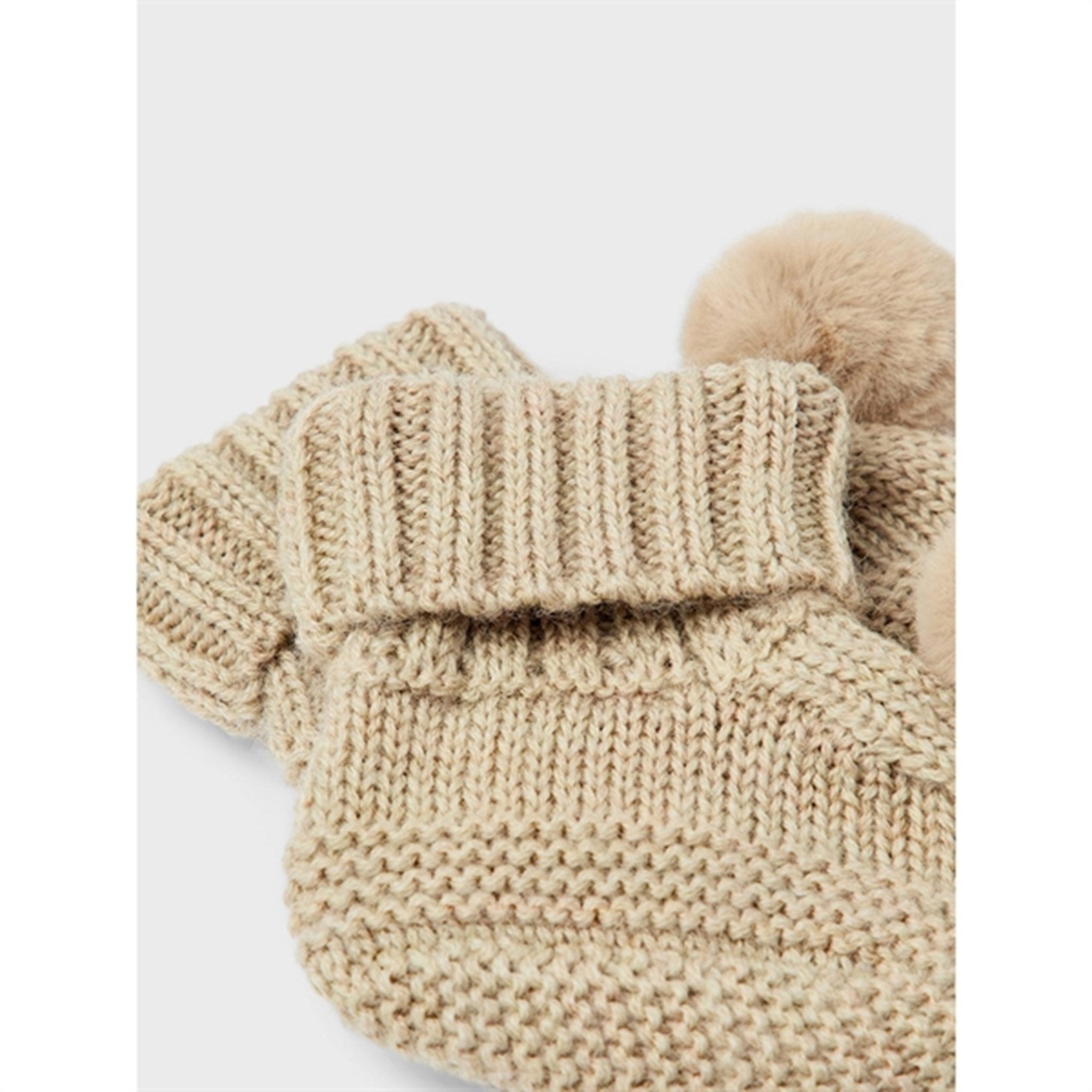 Name it White Pepper Wrilla Wool Knit Slippers With Pom Pom 3