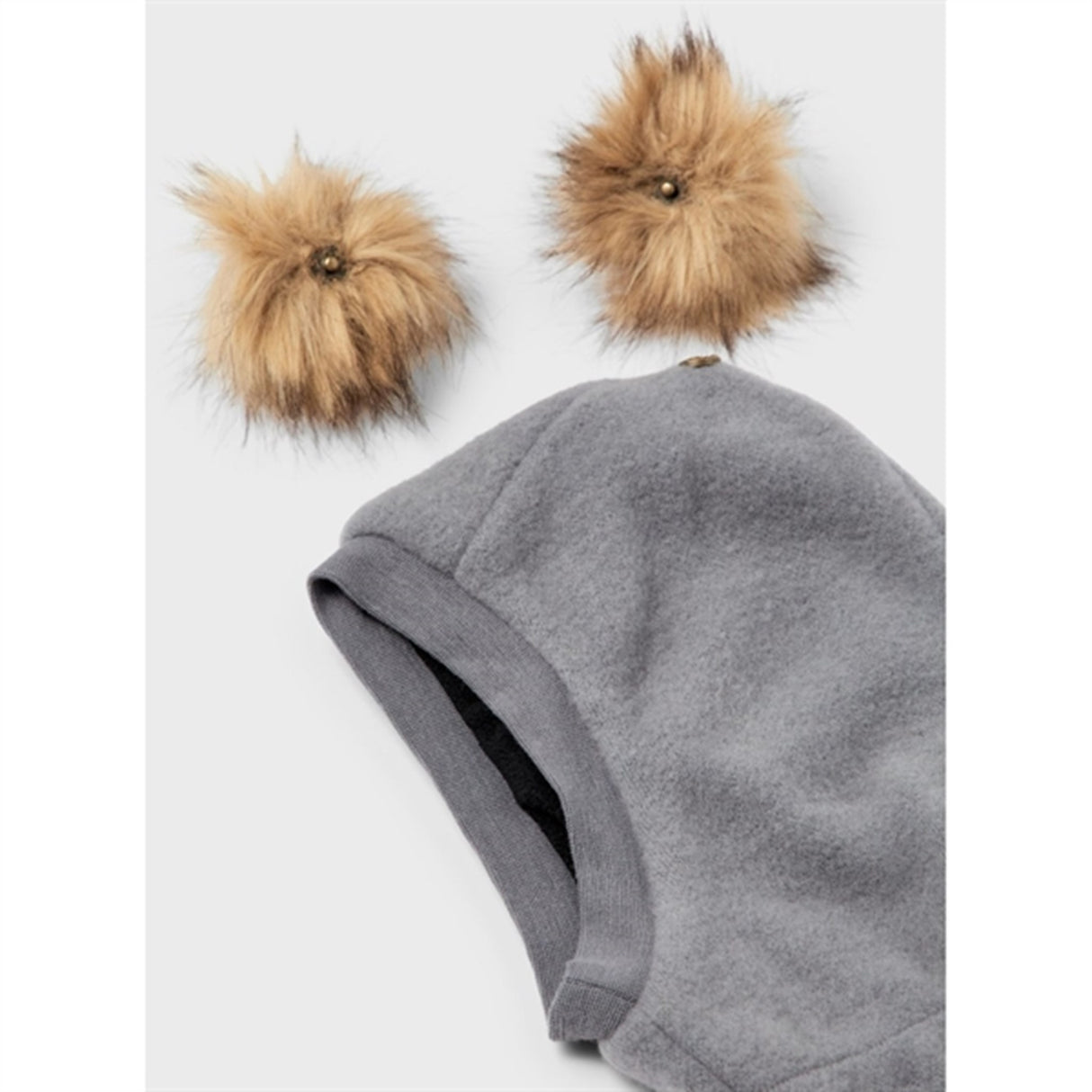 Name it Silver Filigree Wmino Wool Brushed Balaclava With Pom Pom