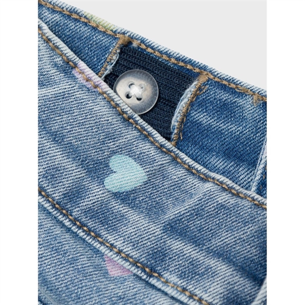 Name it Medium Blue Denim Hearts Salli Slim Denim Shorts Noos