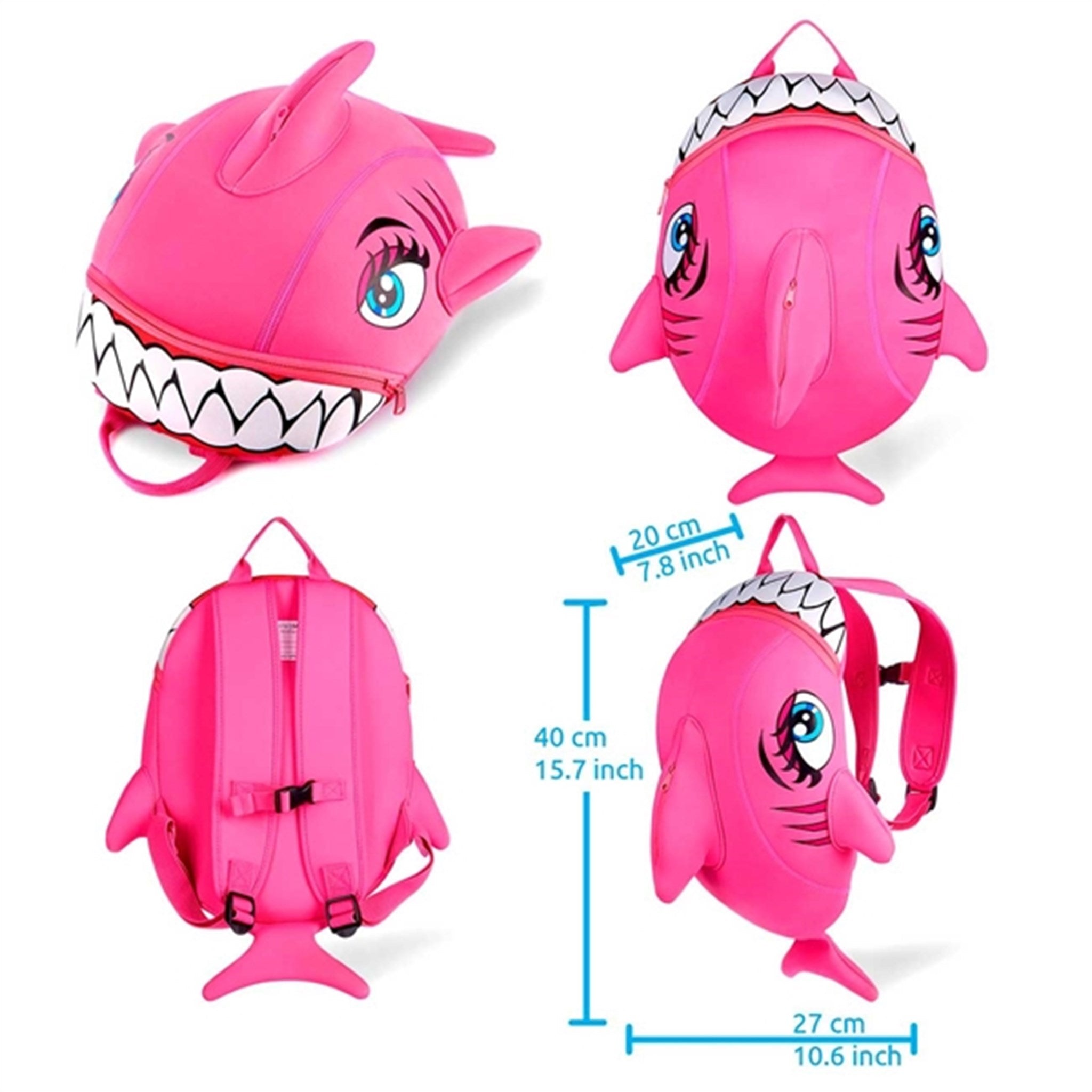 Crazy Safety Shark Backpack Pink 2