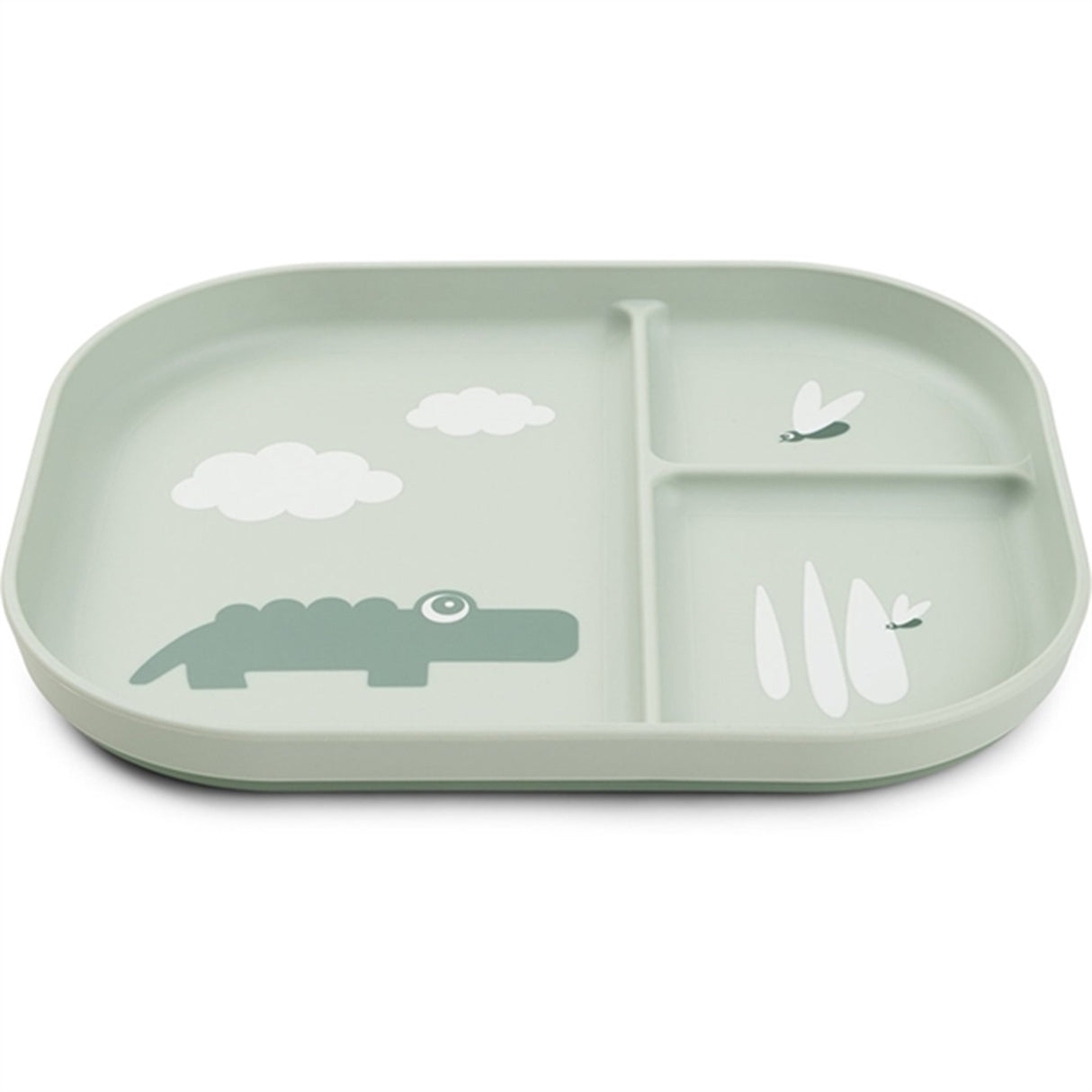 Done by Deer Foodie Divided Plate Croco Green