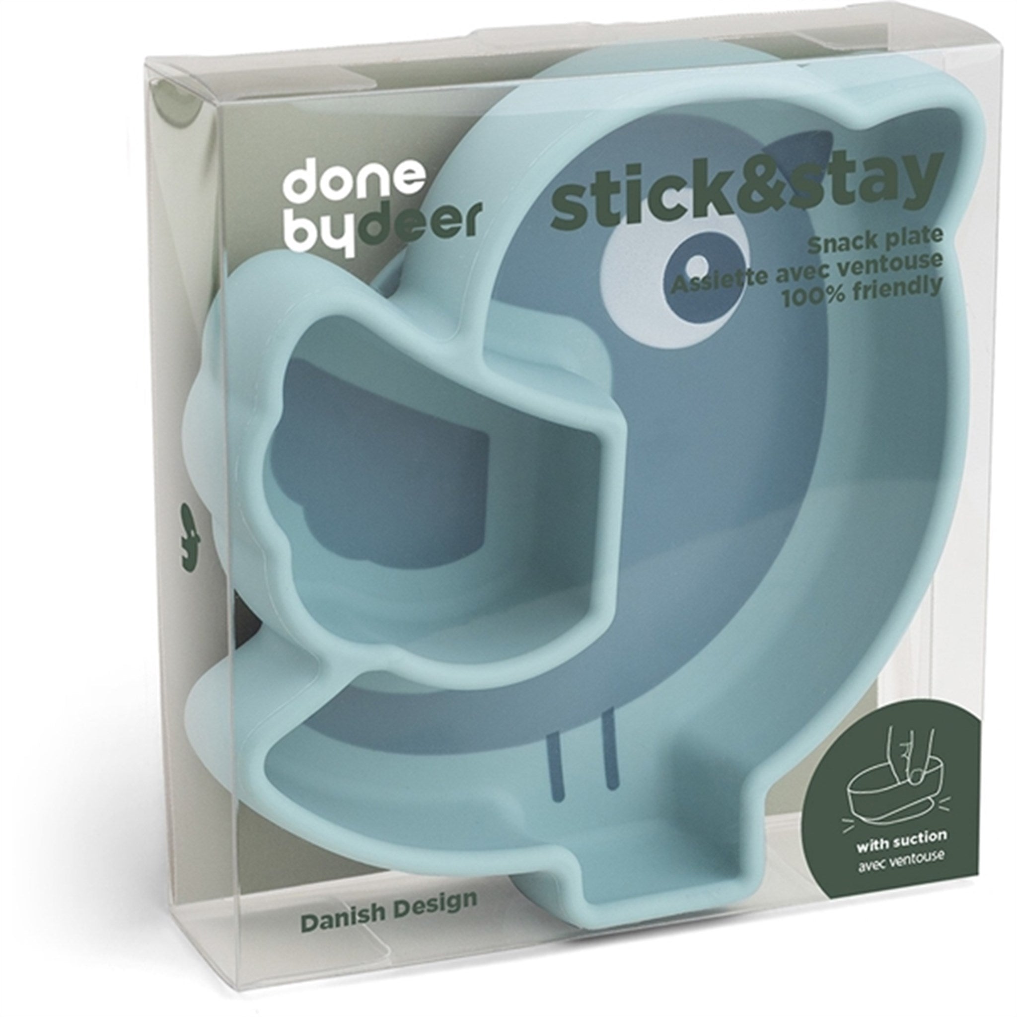Done by Deer Silicone Stick&Stay Snack Plate Birdee Blue 4