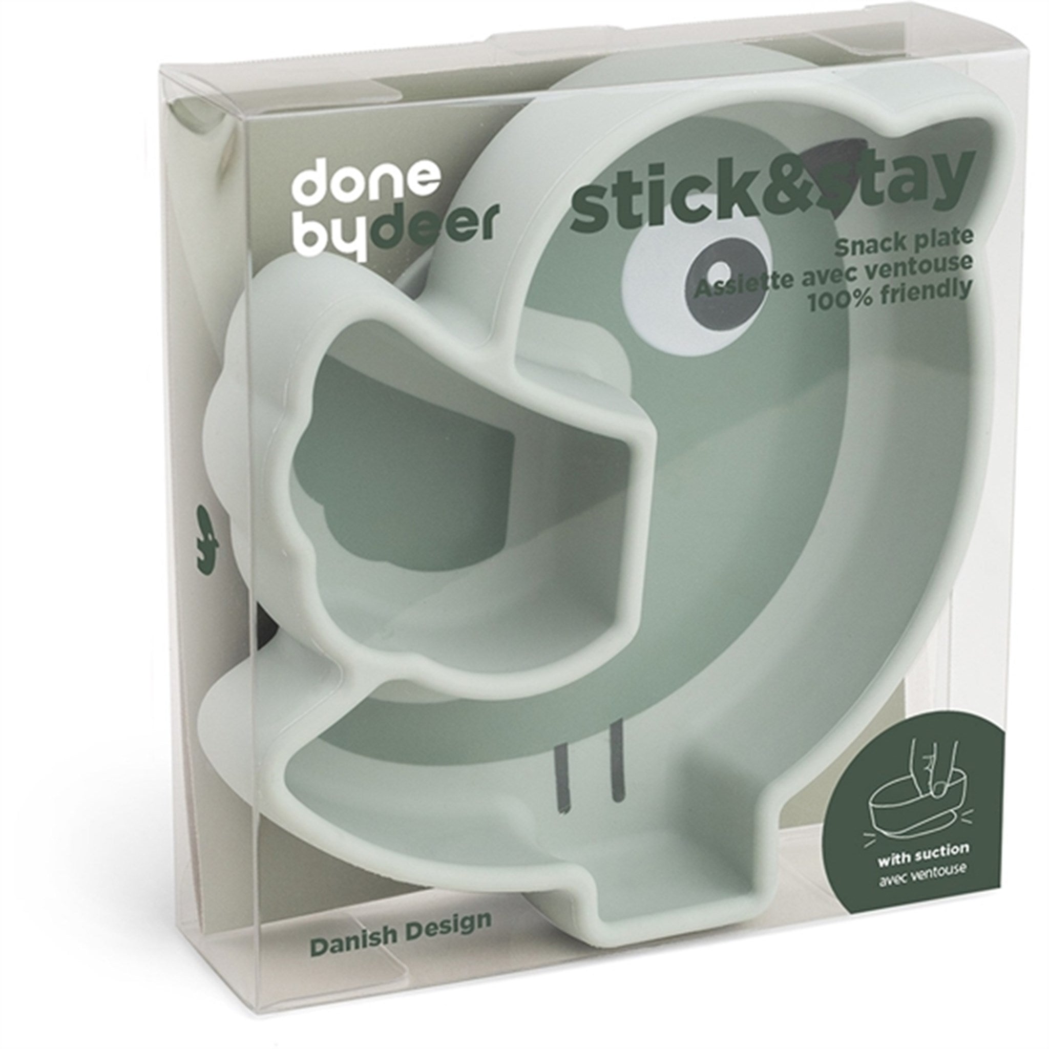 Done by Deer Silicone Stick&Stay Snack Plate Birdee Green 4