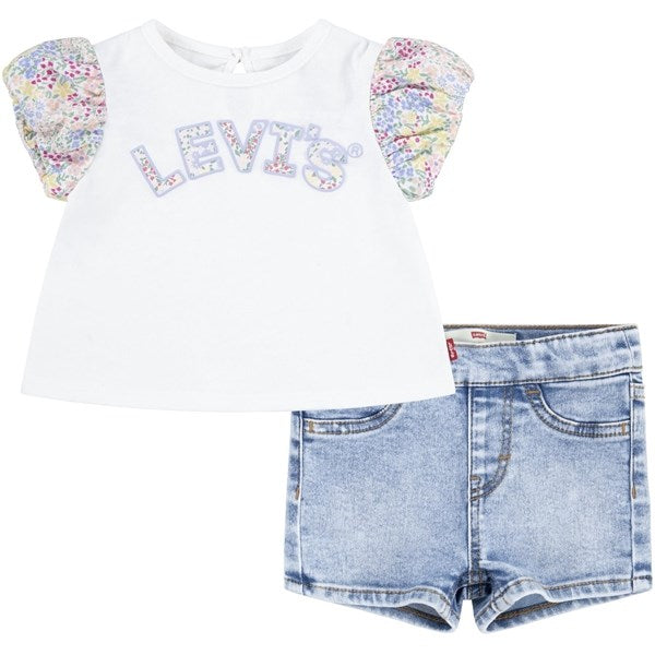 Levi's Floral Slv T-Shirt And Shorts Sugar Swizzle
