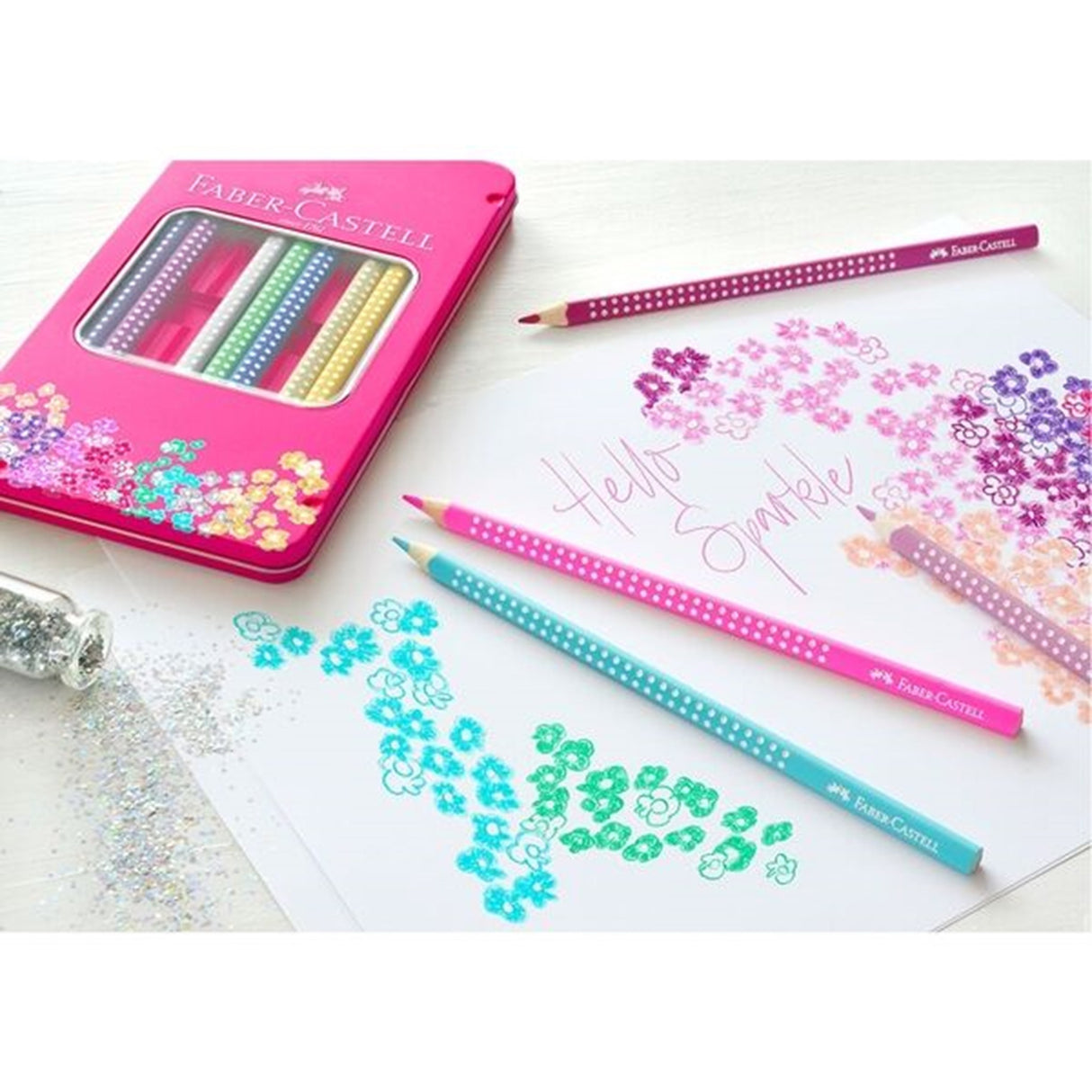 Faber Castell Sparkle Pencil Tin 12 Colour Pencils