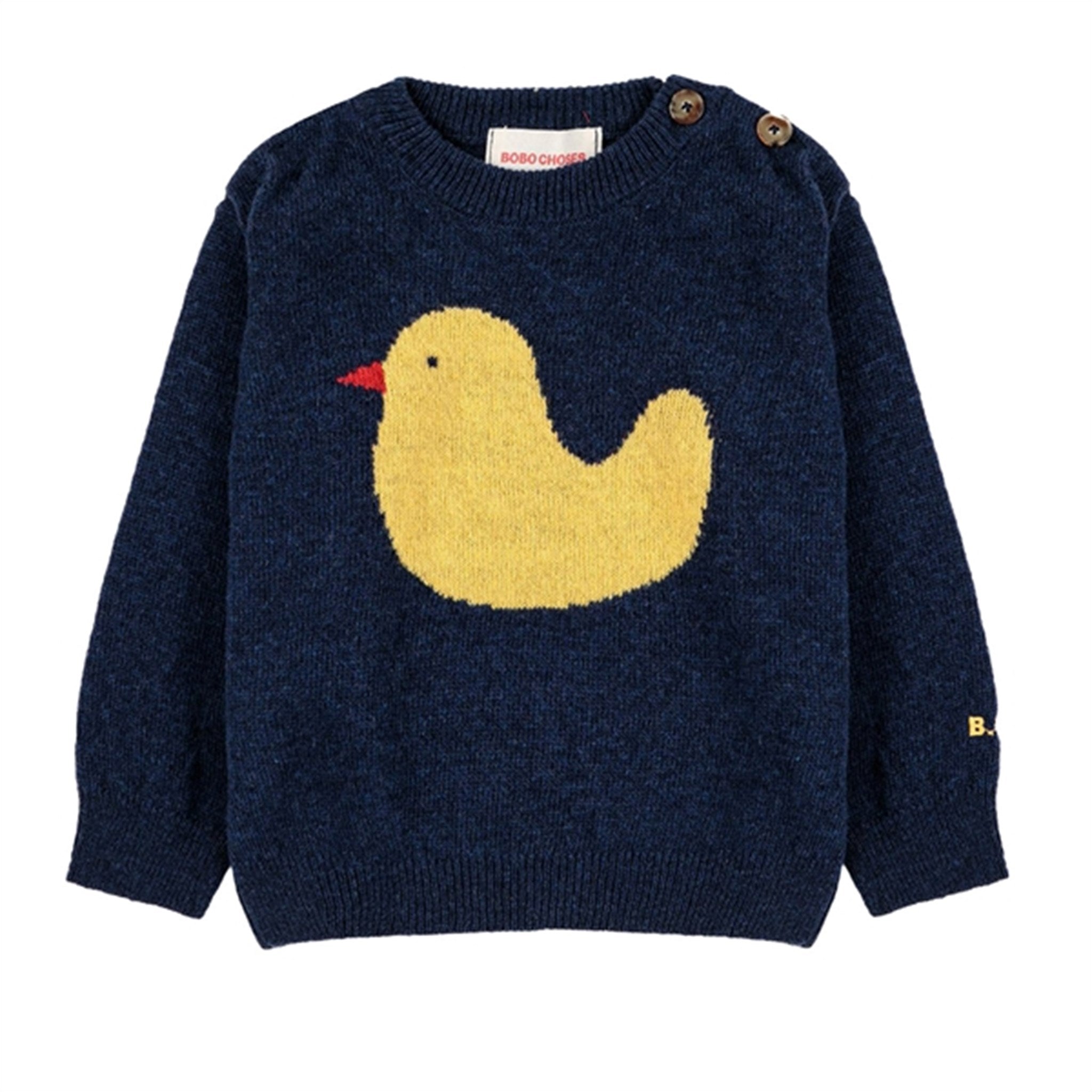 Bobo Choses Midnight Blue Rubber Duck Knit Blouse