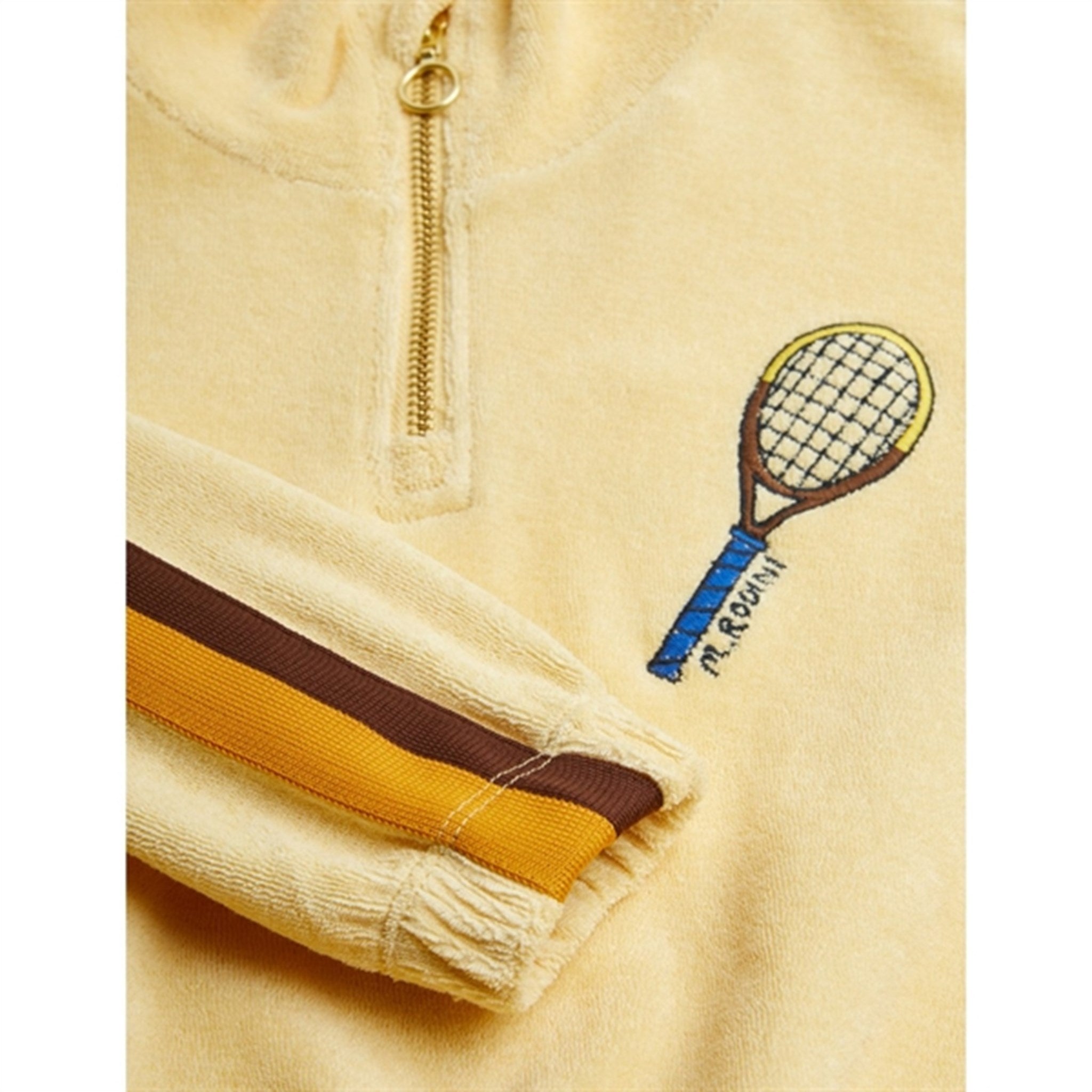Mini Rodini Yellow Tennis Emb Terry Halfzip Sweatshirt 5