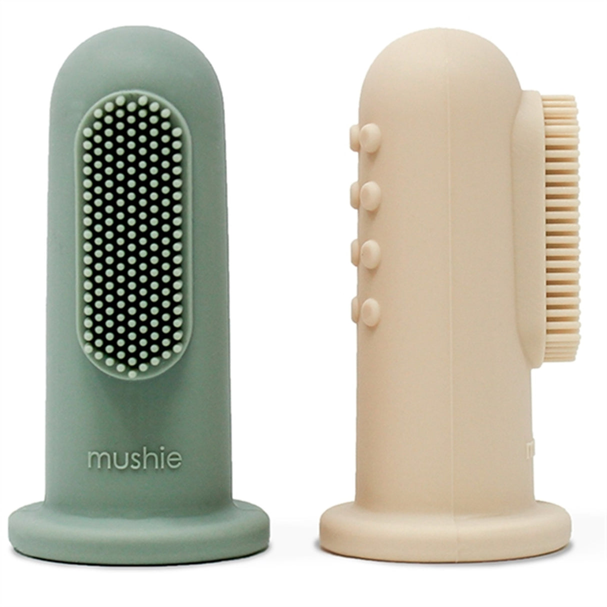 Mushie Finger Toothbrush 2-pack Cambridge Blue/Shifting Sand