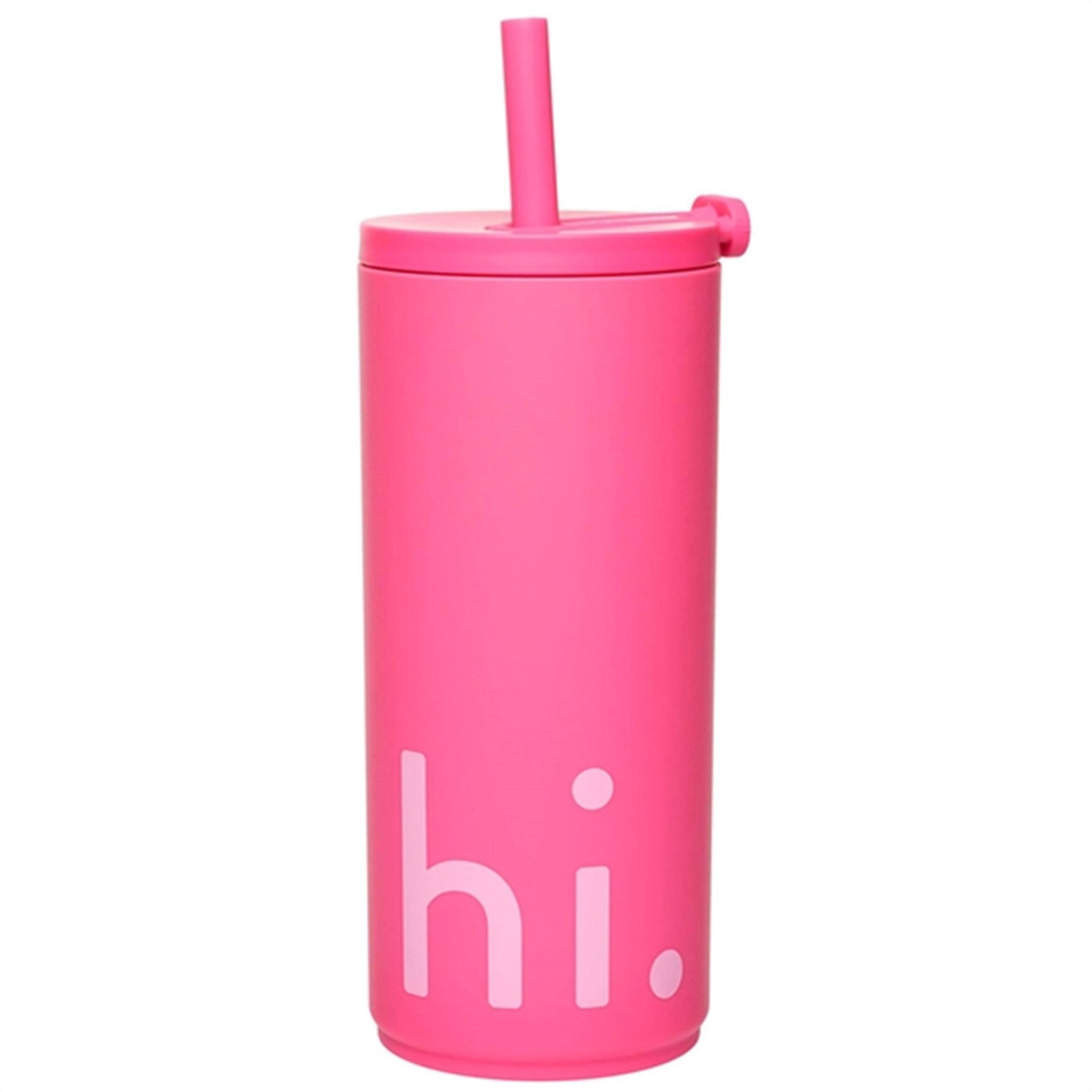 Design Letters Travel Drinking Cup With Straw Pink