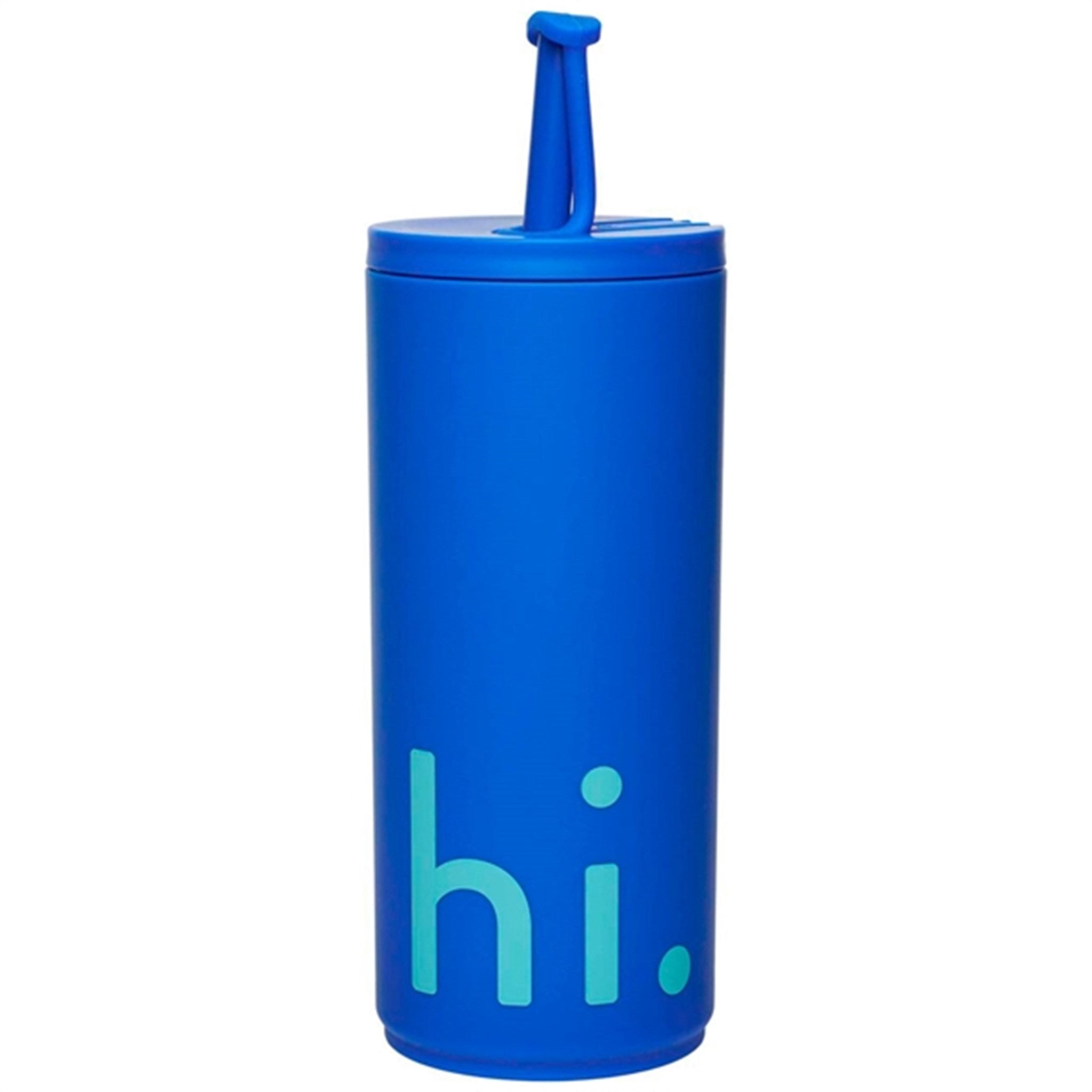 Design Letters Travel Drinking Cup With Straw Blue 3