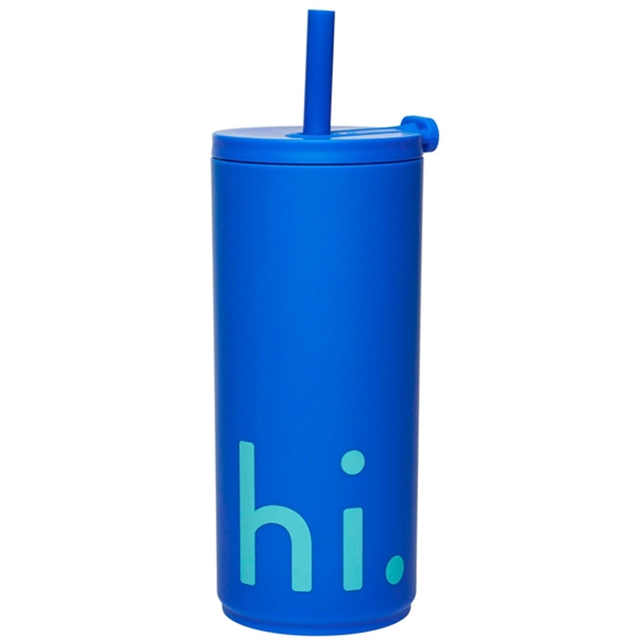 Design Letters Travel Drinking Cup With Straw Blue