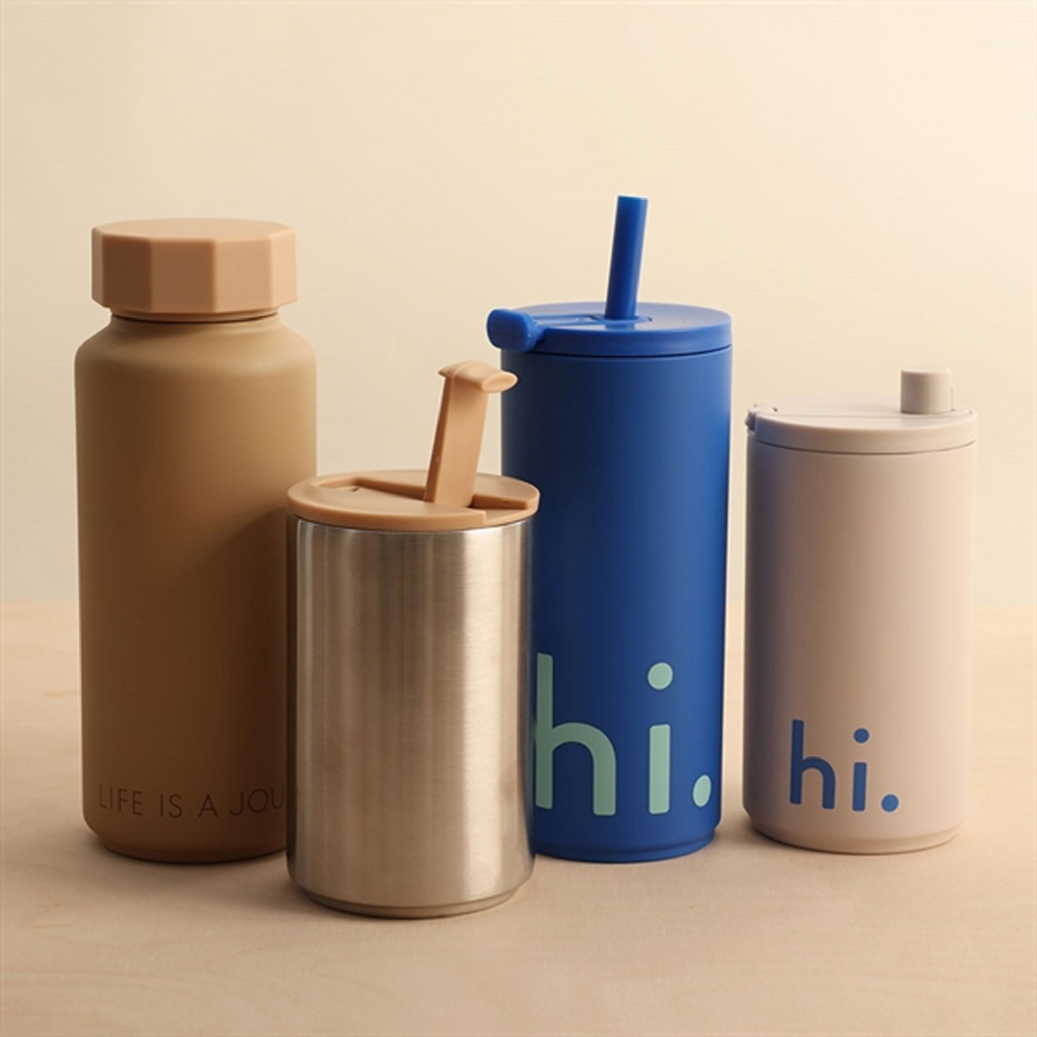 Design Letters Travel Drinking Cup With Straw Blue 2