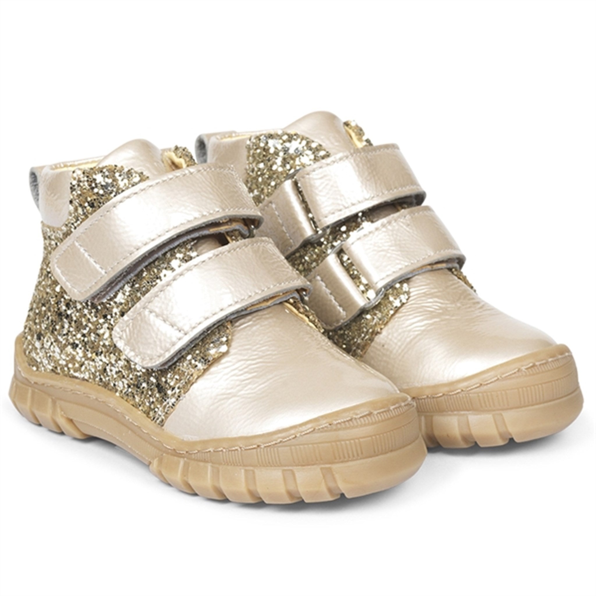 Angulus Beginner Shoes w Velcro Creme/Champagne Glitter