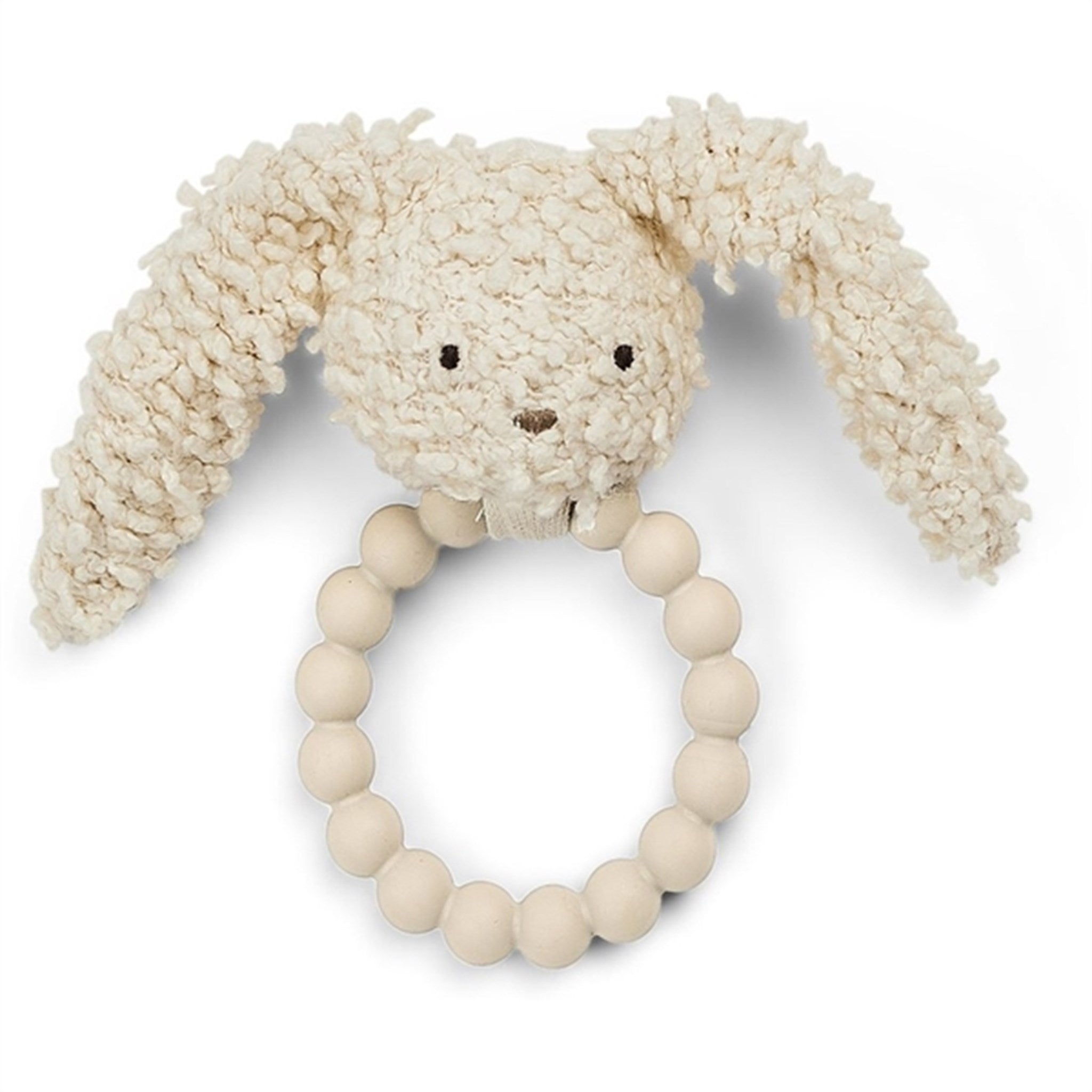 Smallstuff Rattle with Silicone Ring Bunny Off White