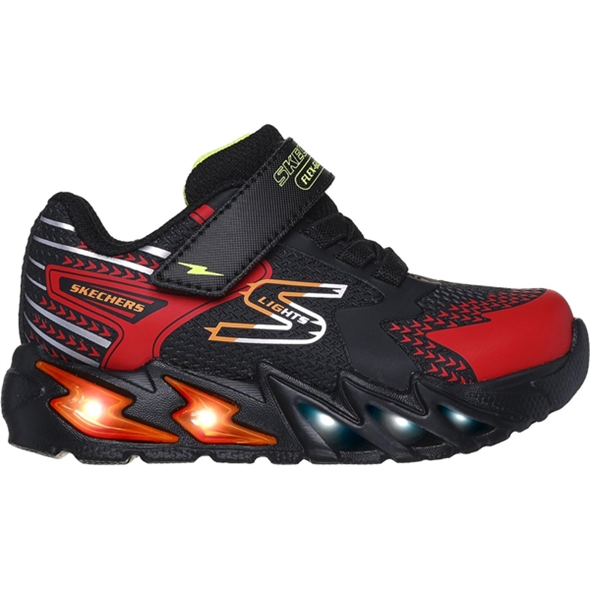 Skechers Boys Flex Glow Bolt Sneakers Black Red 3
