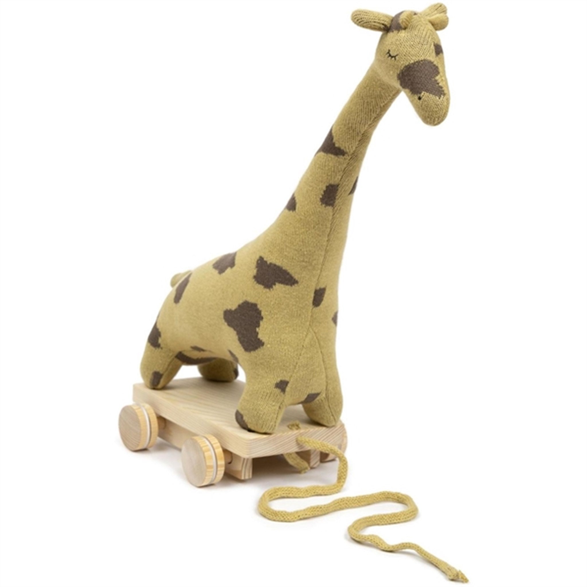 Smallstuff Knitted Pull Along Giraffe Mustard/Mole