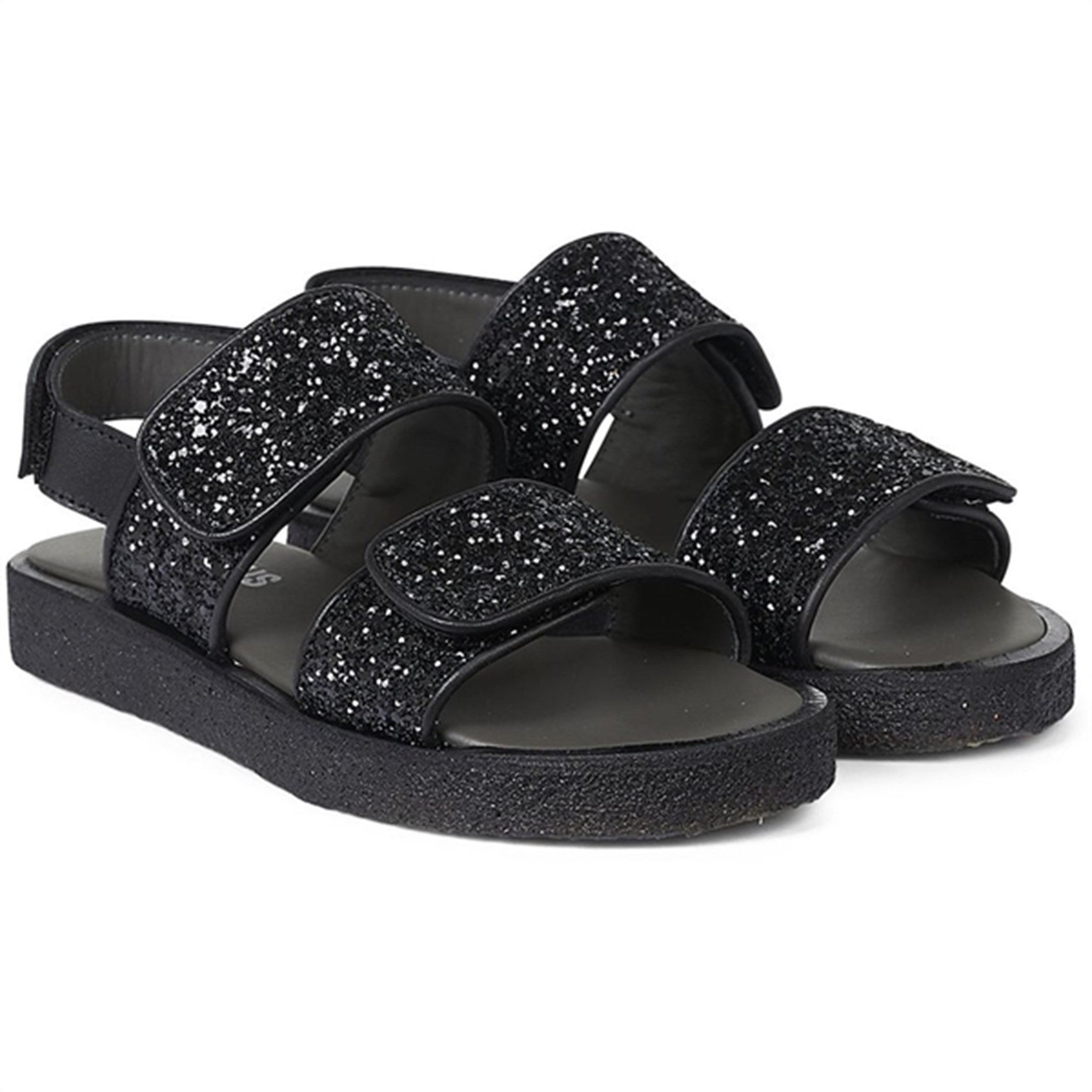 Angulus Glitter Sandal W. Velcro Black/Black Glitter