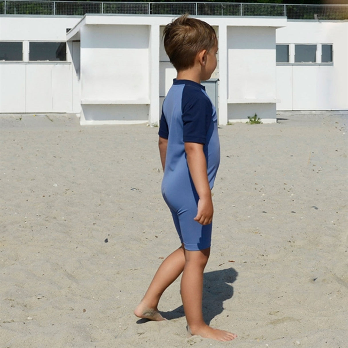 Petit Crabe Nordic/Blue Multi Color Sunsuit with Zipper