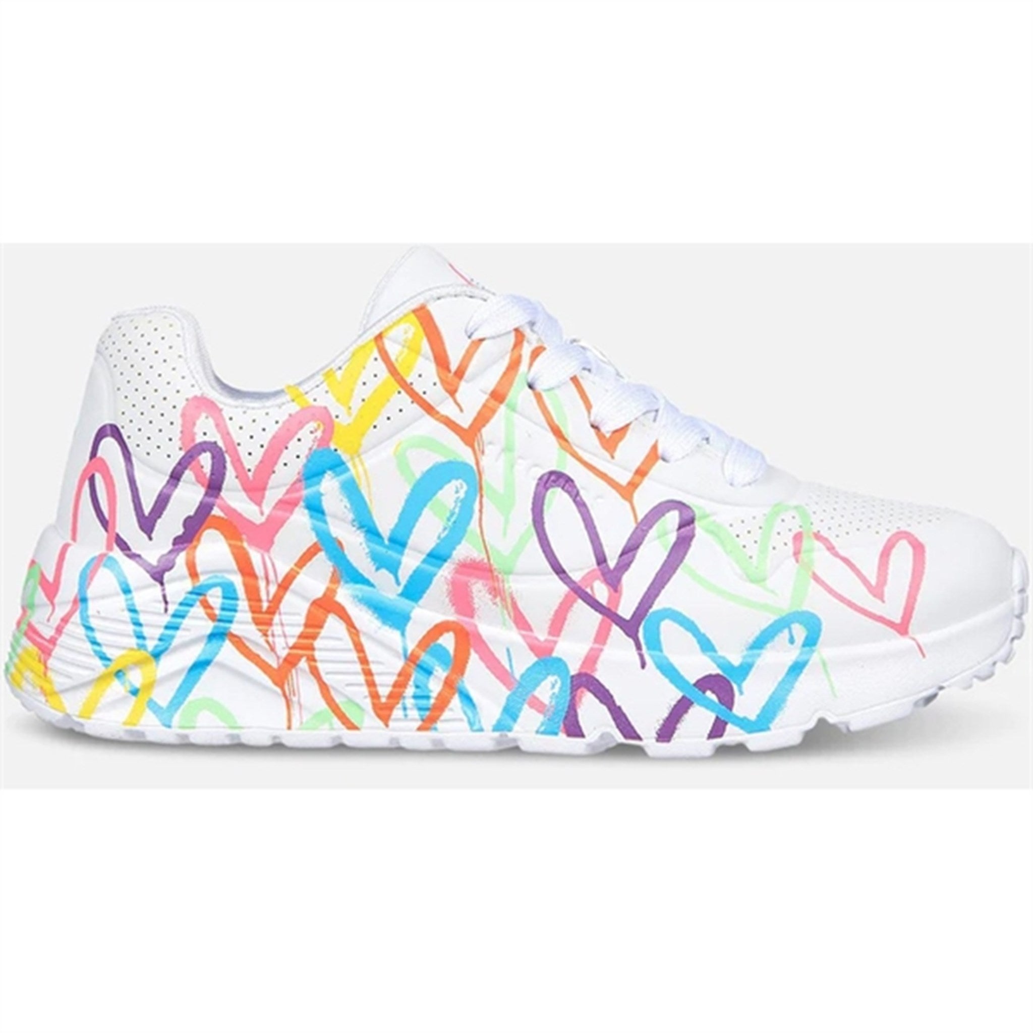 Skechers Girls Uno Sneakers Lite Spread The Love White Multicolor