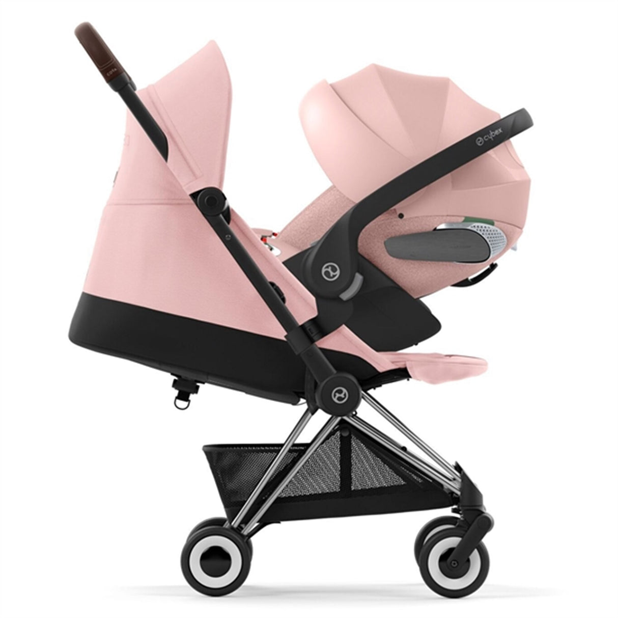 Cybex COYA Stroller Chrome Dark Brown Peach Pink