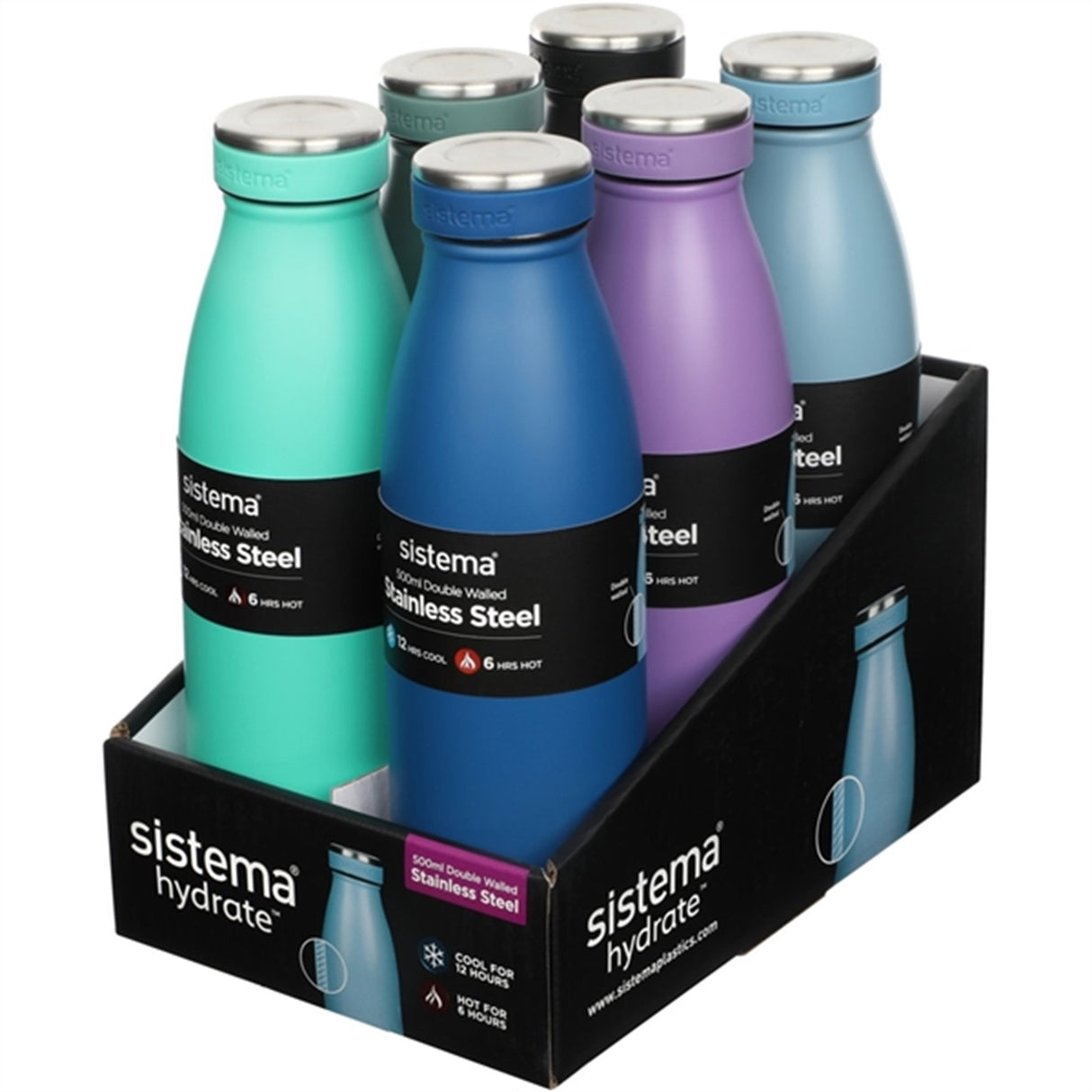 Sistema Stainless Steel Drink Bottle 500 ml Black
