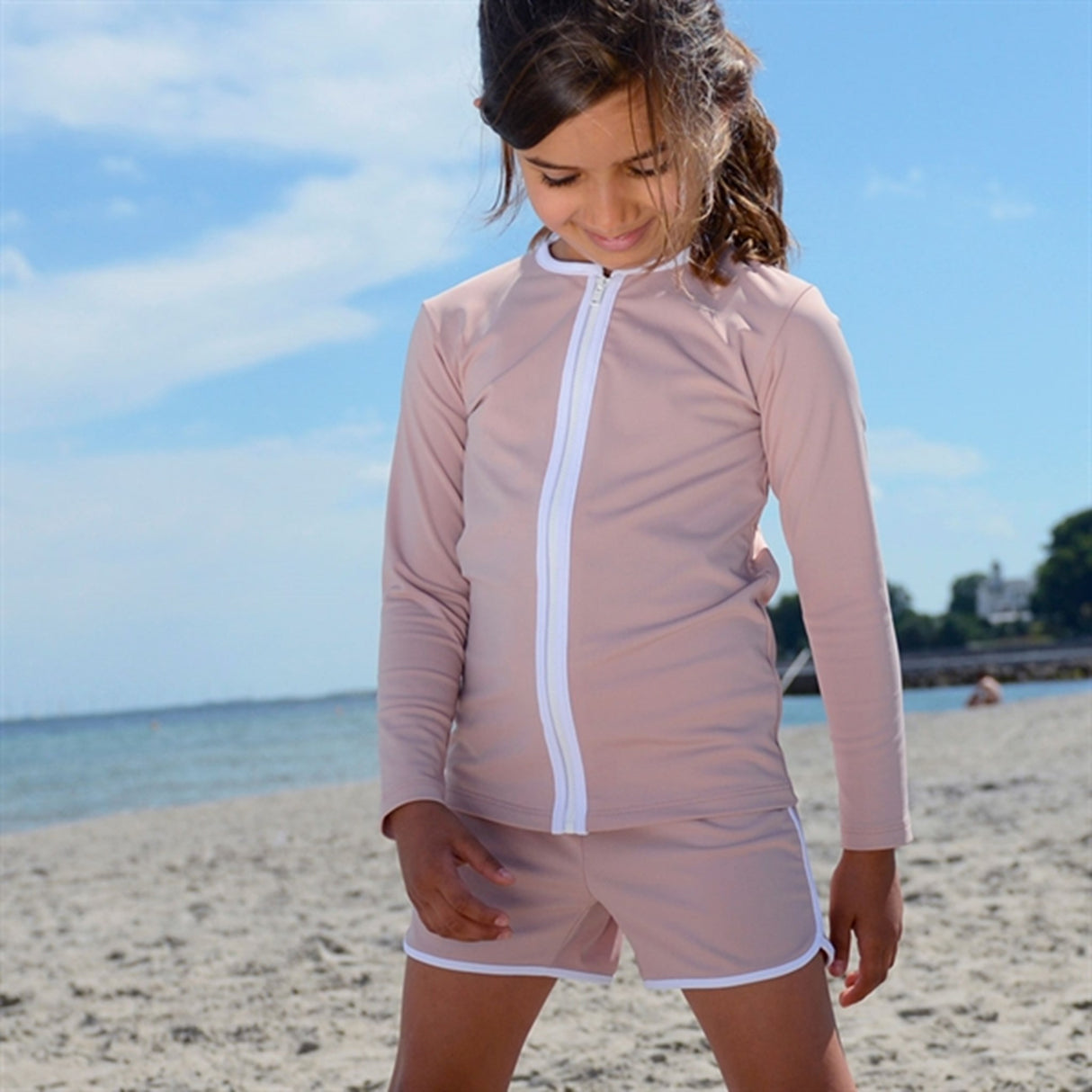 Petit Crabe Rose Nude Etoile Star UV Shirt with Zipper